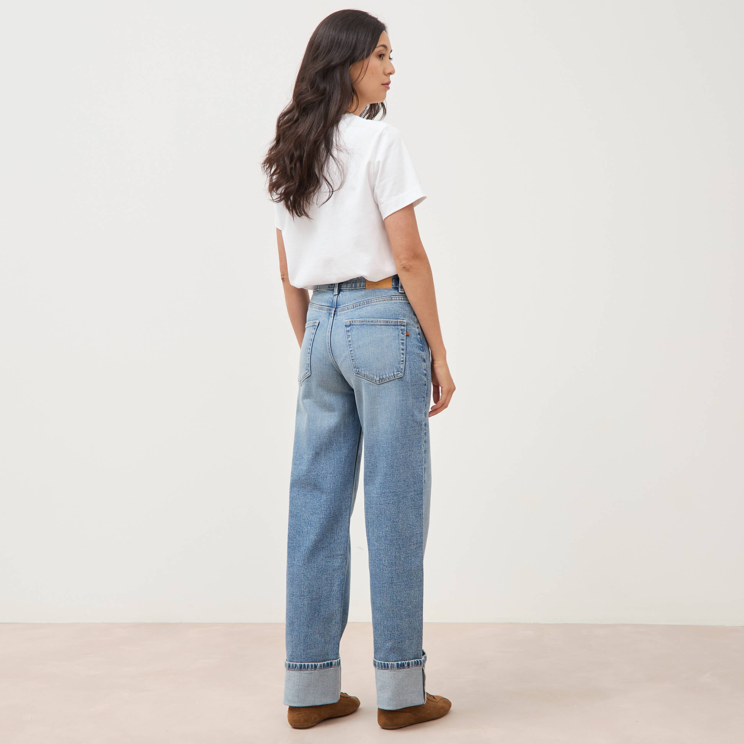 Jeans straight taille standard bleu femme