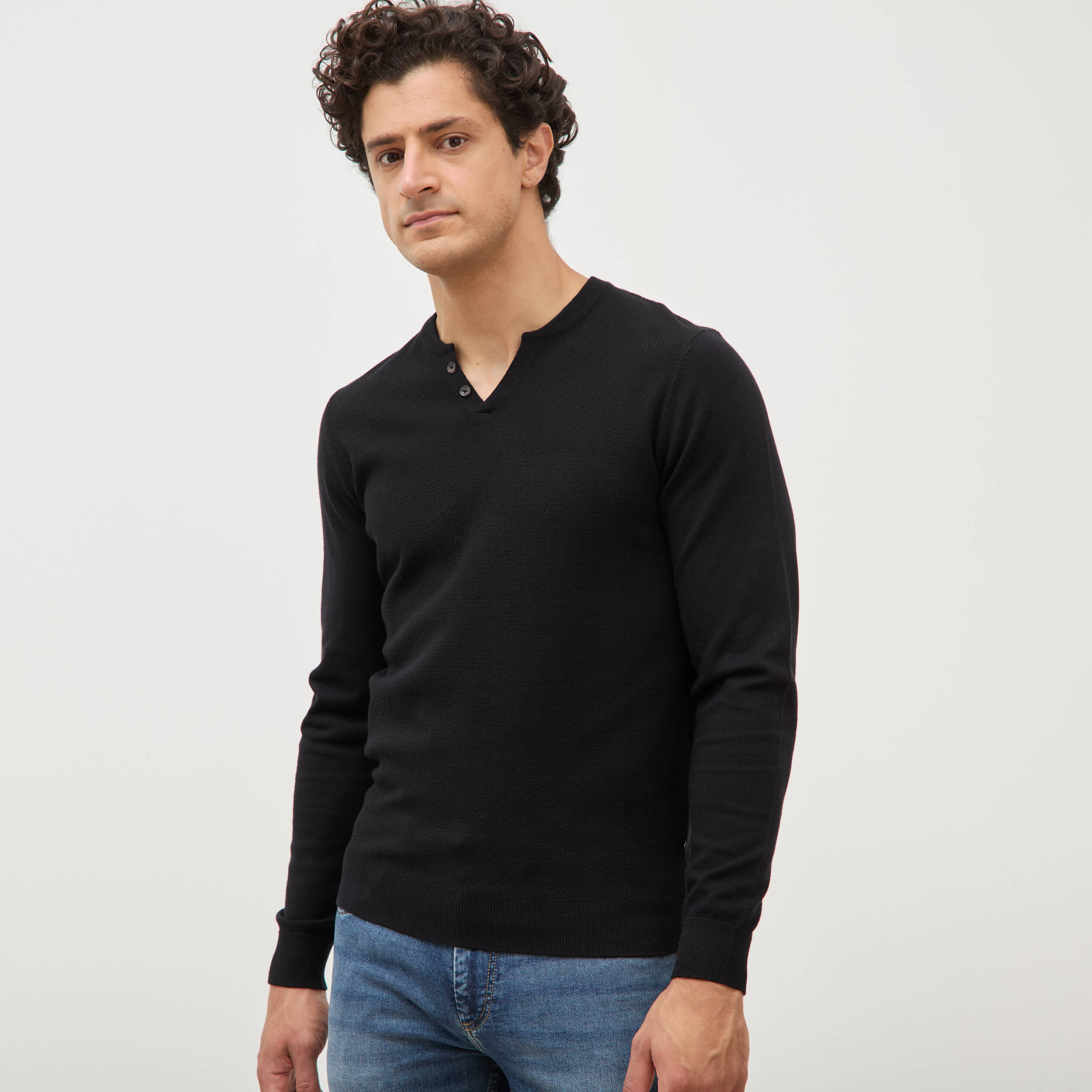 Pull manches longues noir homme