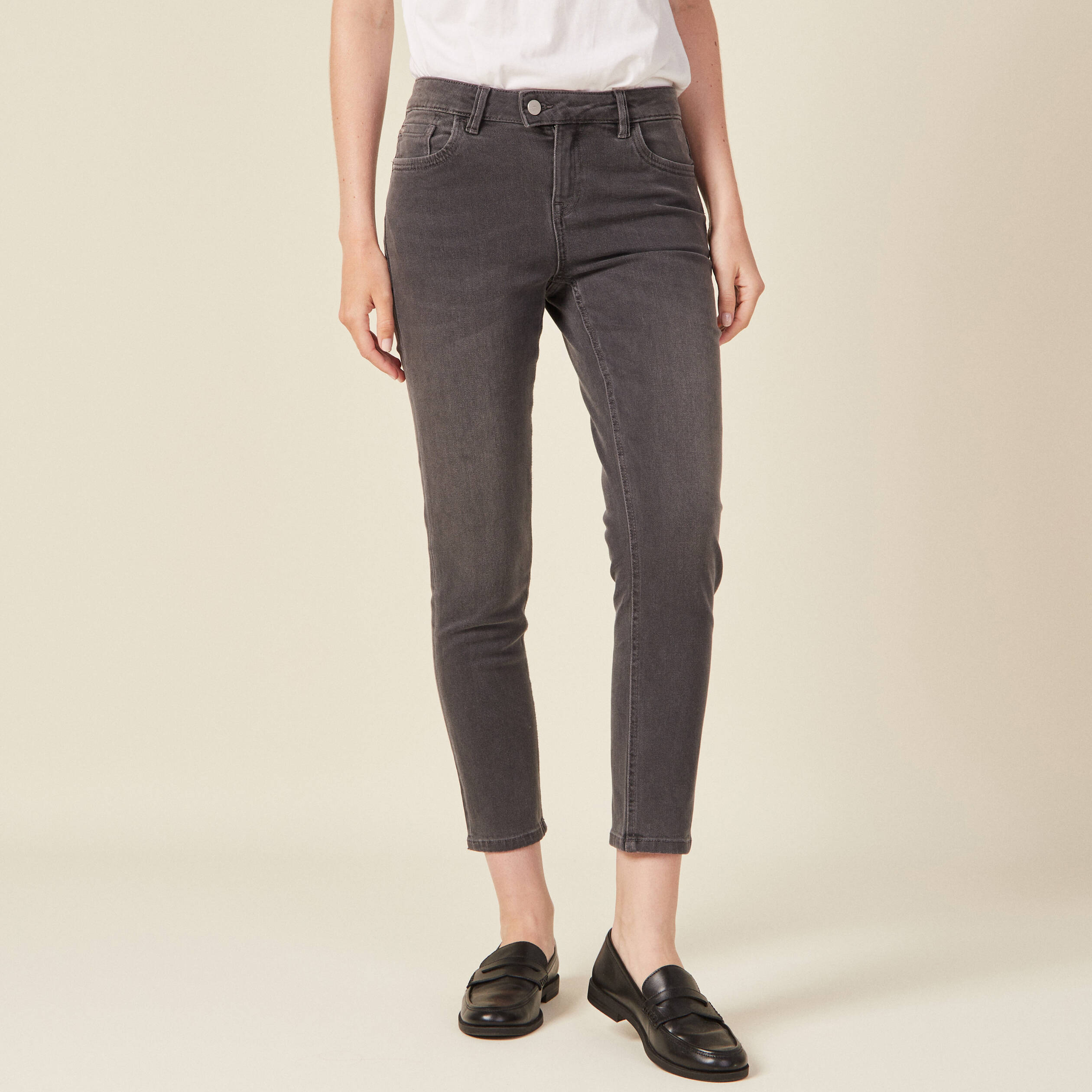 Jean gris taille clearance basse