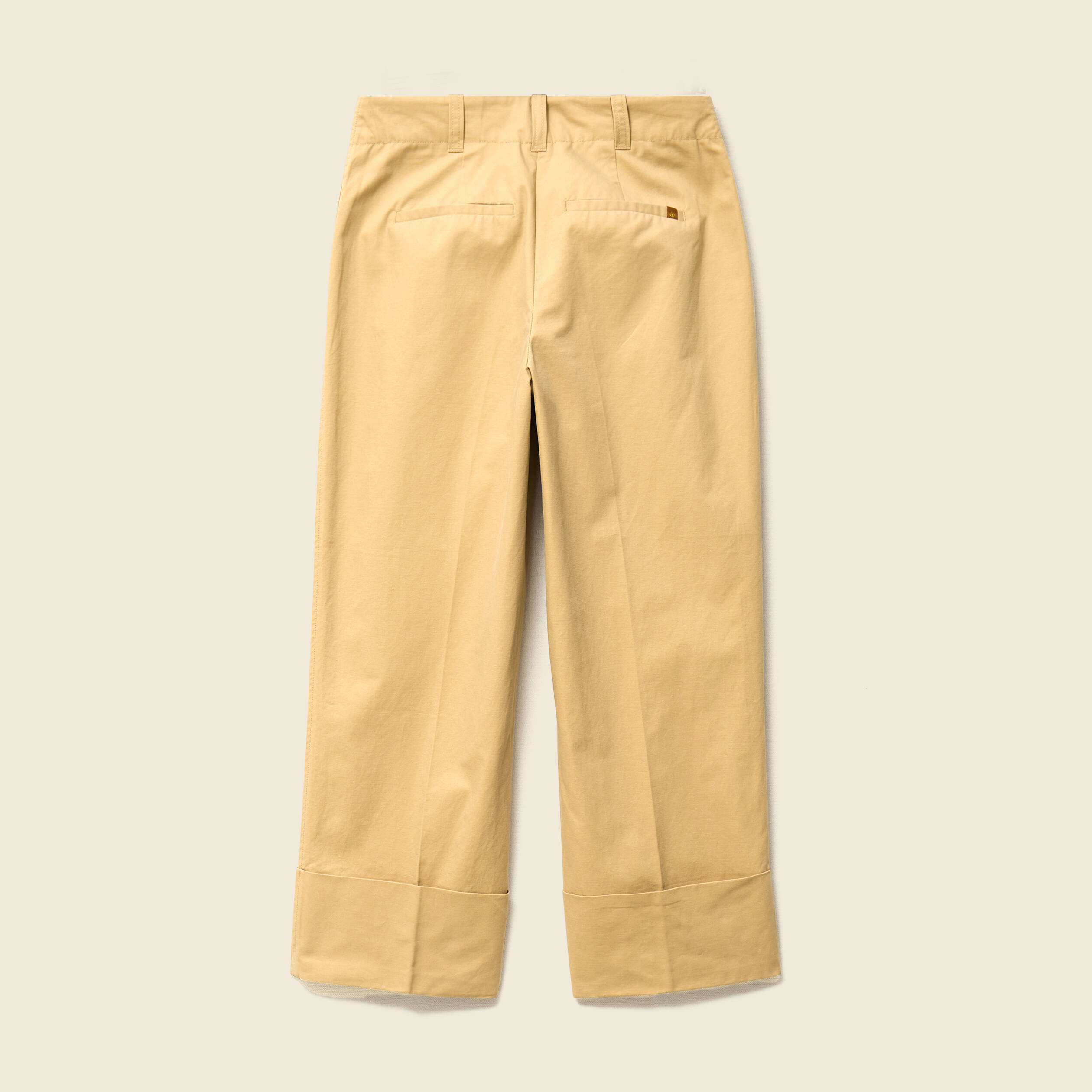 Pantalon large cropped taille haute beige femme