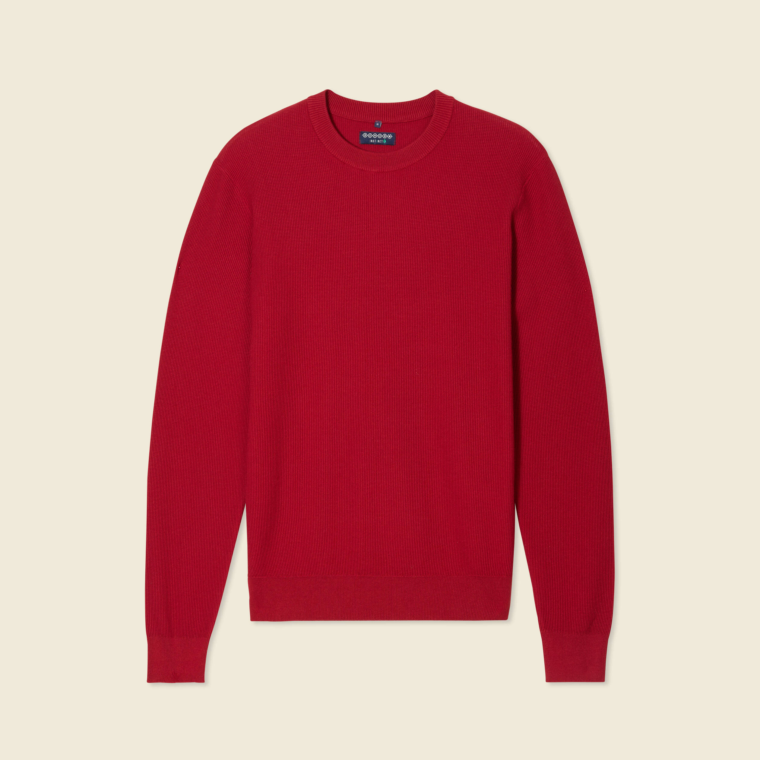 Pull fin col rond manches longues rouge fonc&eacute; homme