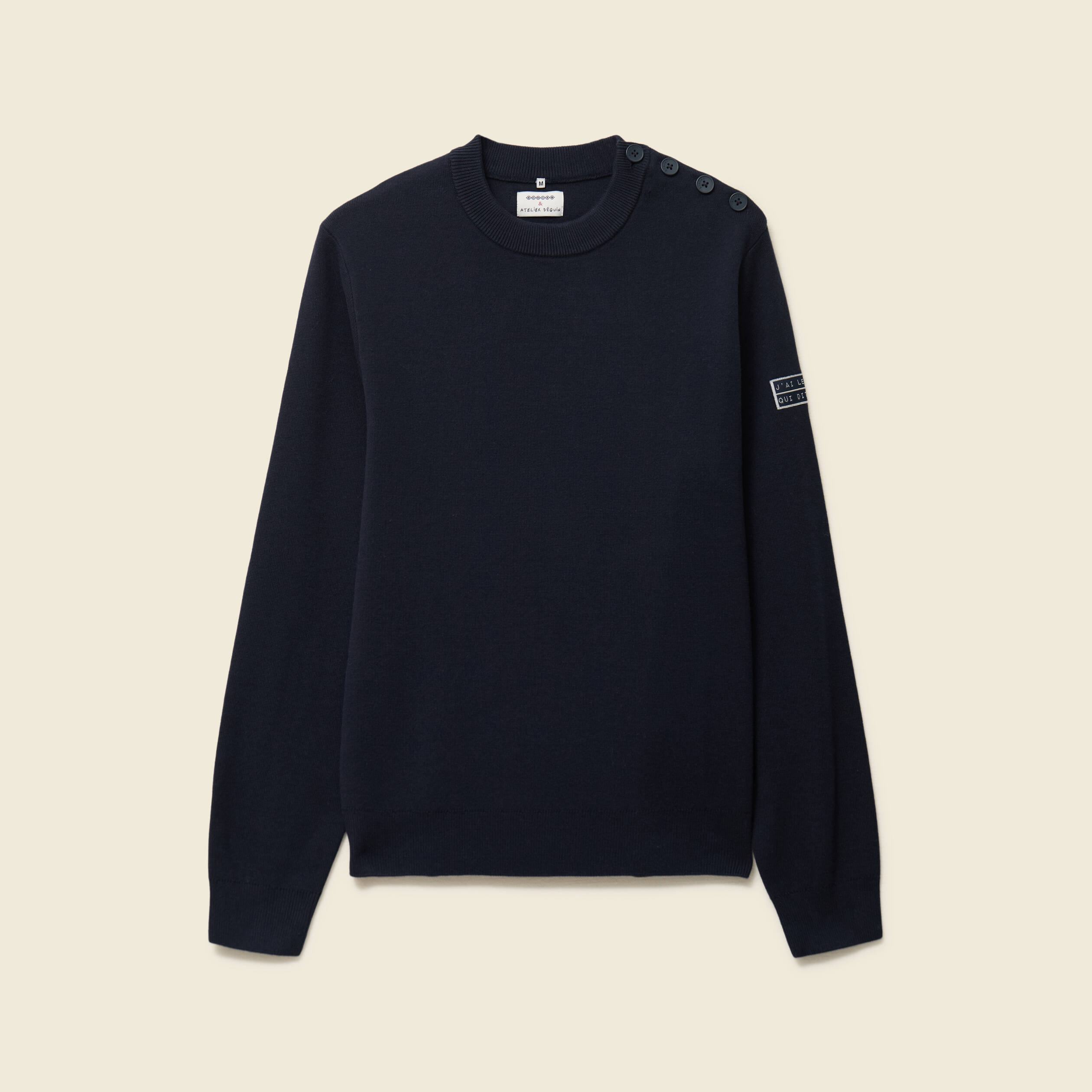 Pull fin manches longues col rond bleu marine homme