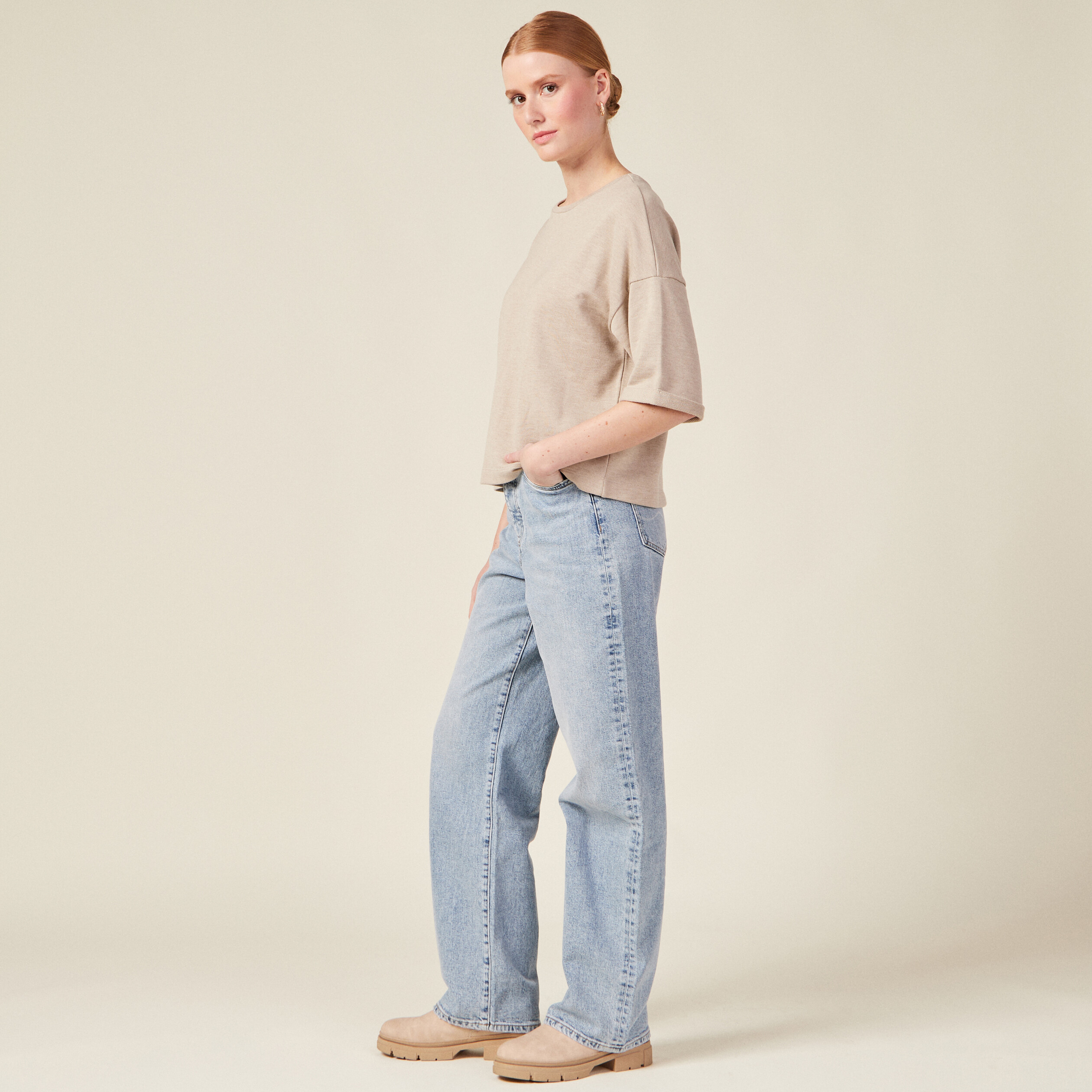 t shirt a manches courtes creme femme T-shirt à manches courtes creme femme