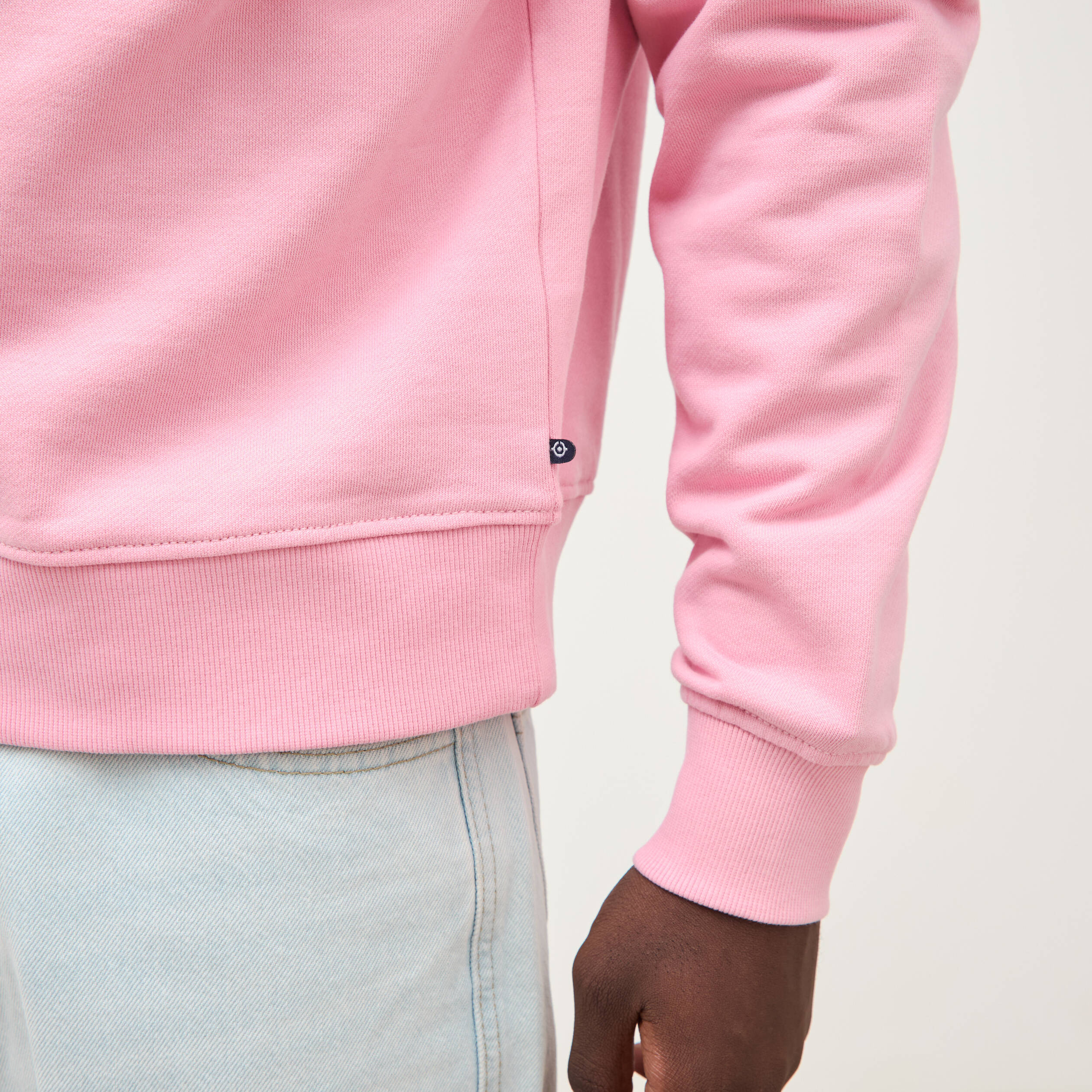 Sweat col rond manches longues en coton rose homme