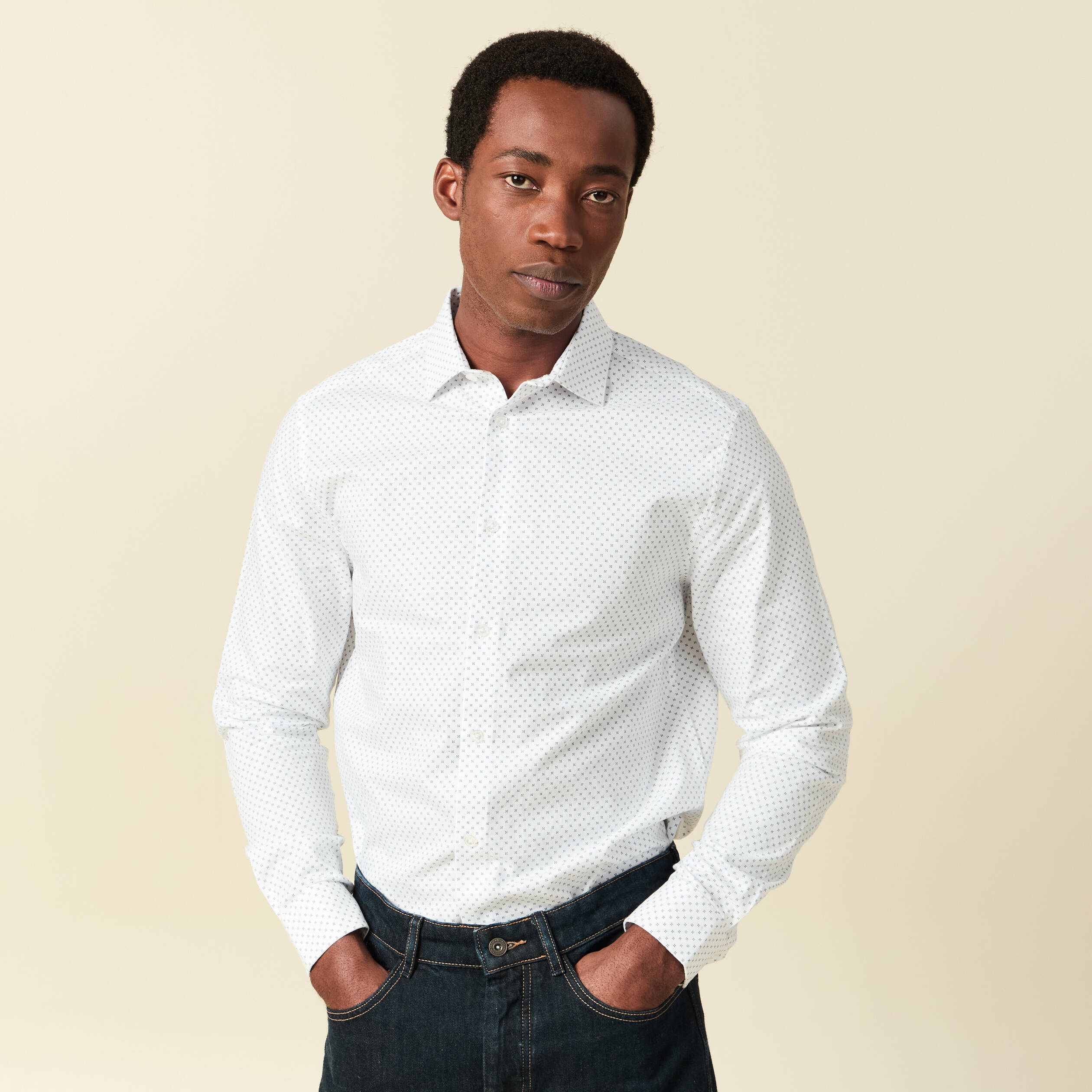 Chemise manches longues blanc homme