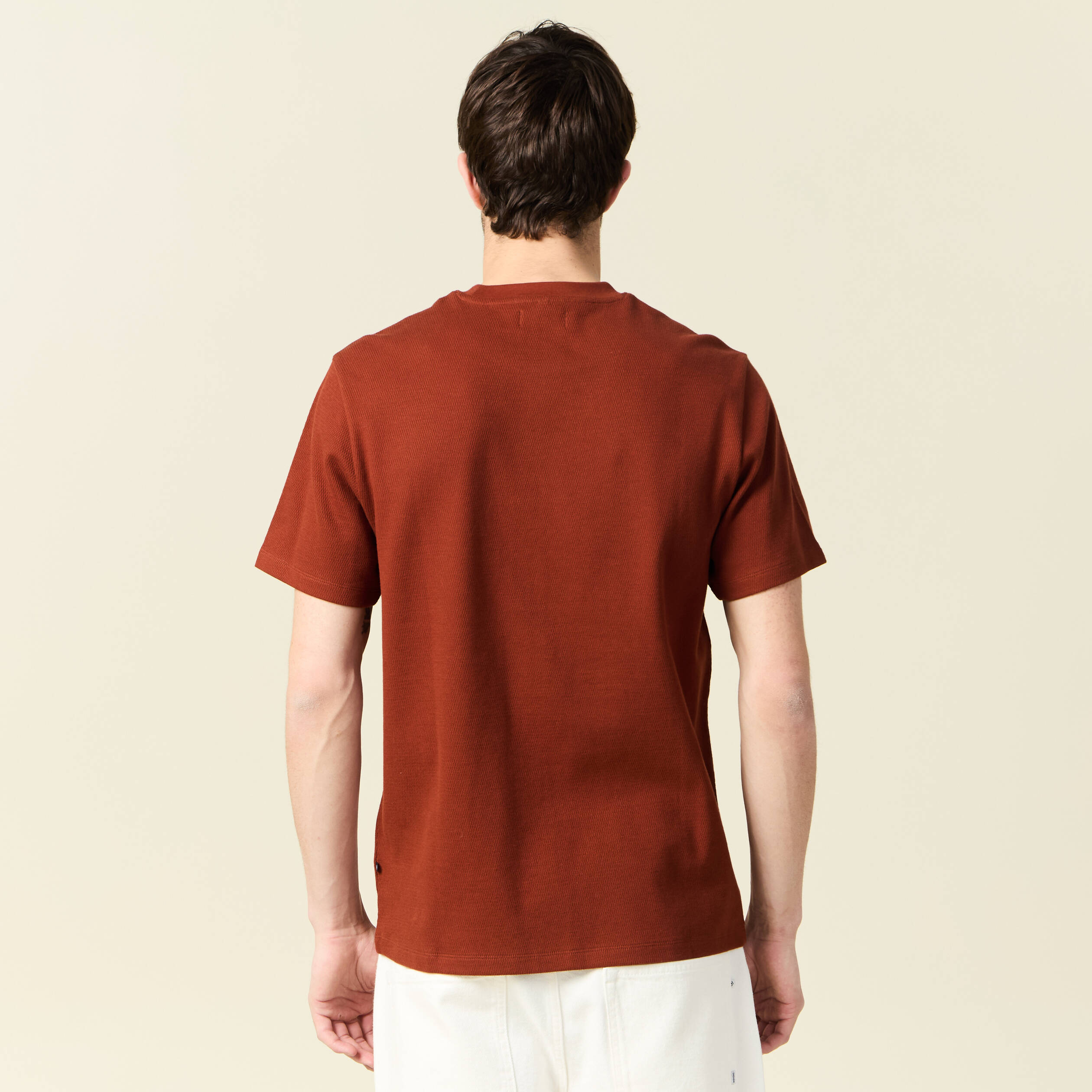 t shirt manches courtes marron cognac homme T-shirt manches courtes marron cognac homme