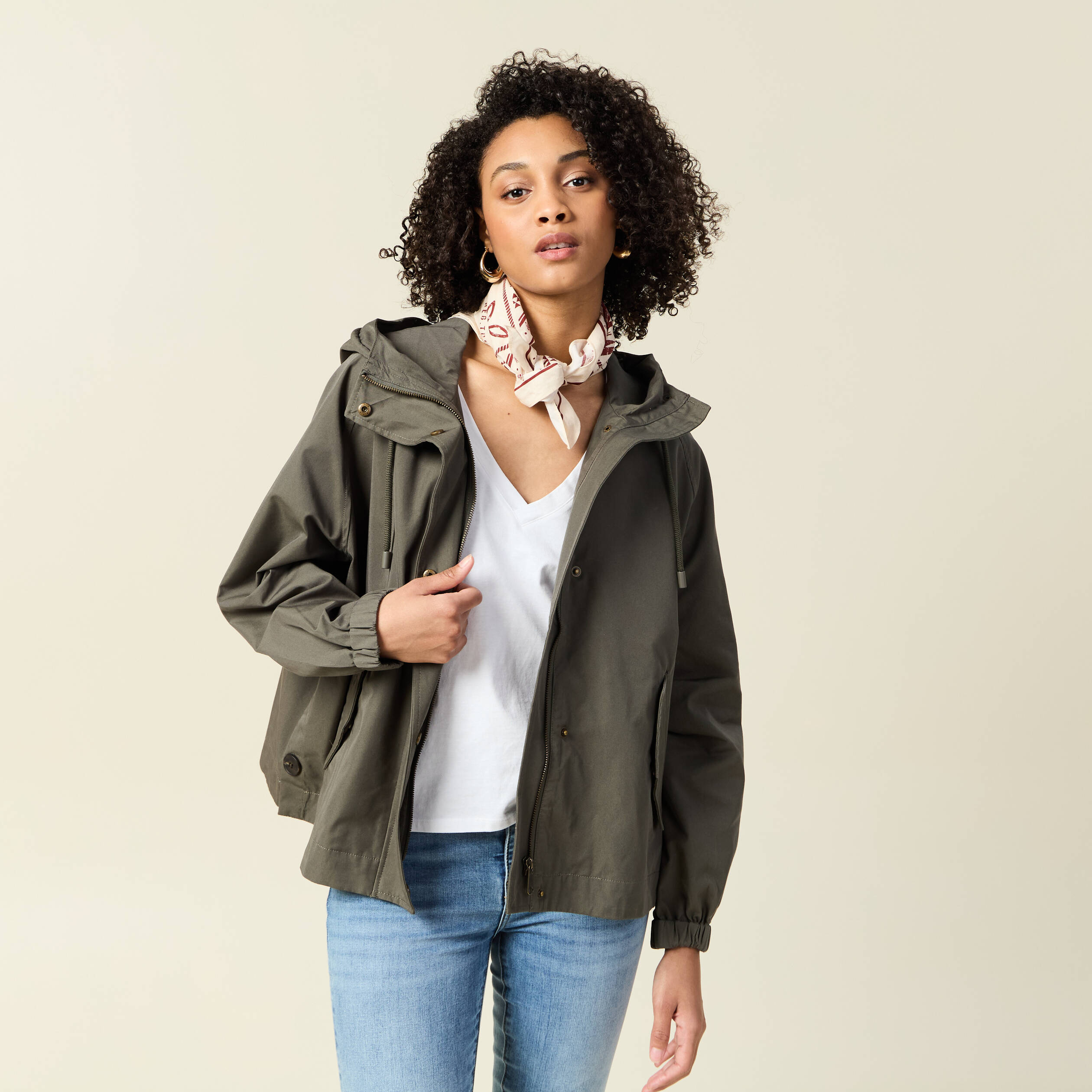 Parka oversize à capuche vert kaki femme Bonobo