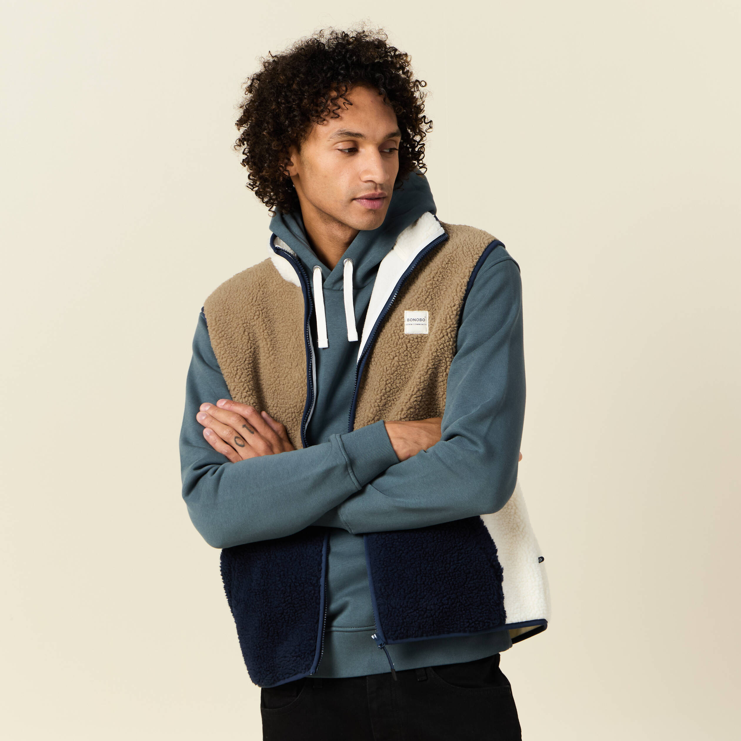 Gilet sans manches zipp&eacute; marron homme