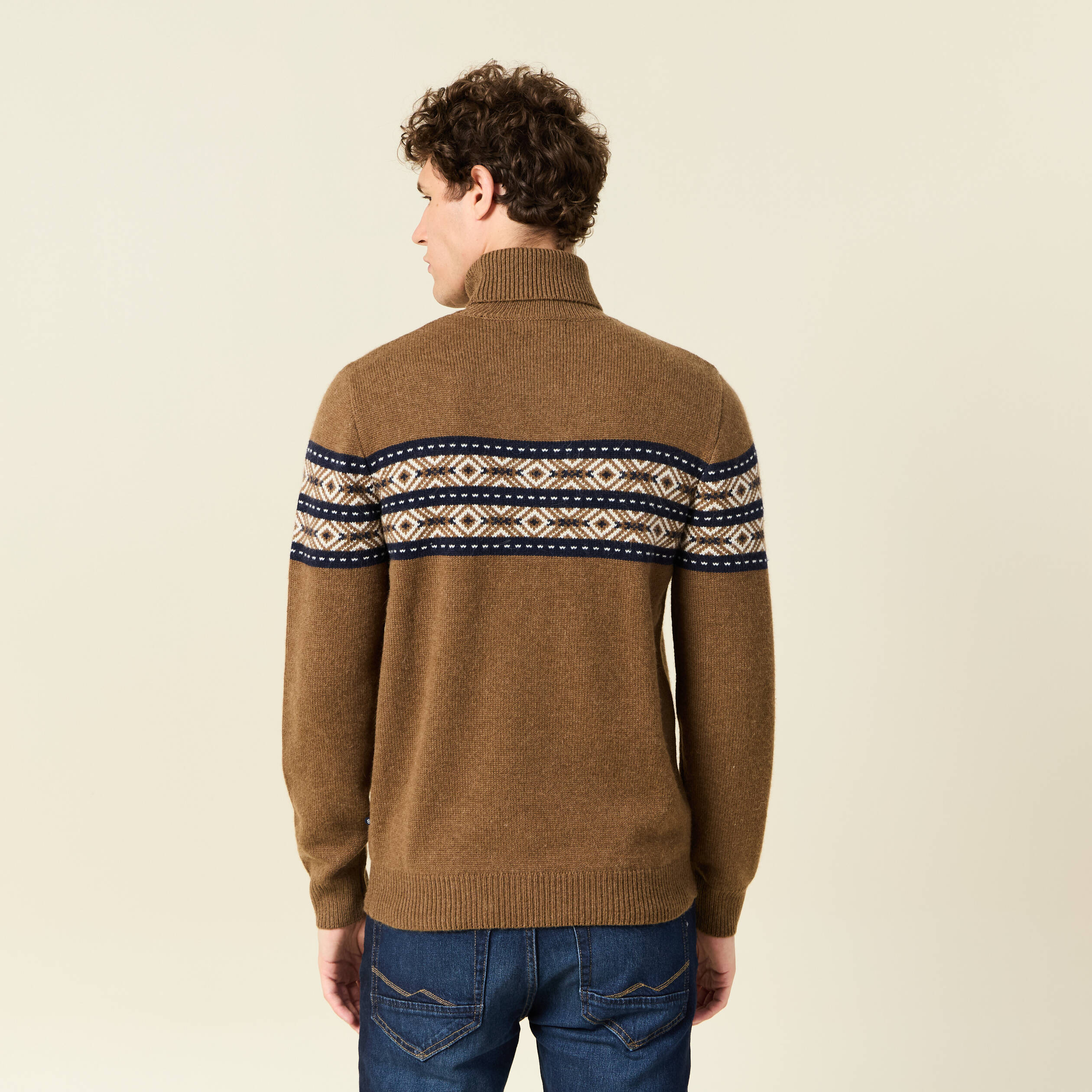 Pull manches longues marron homme