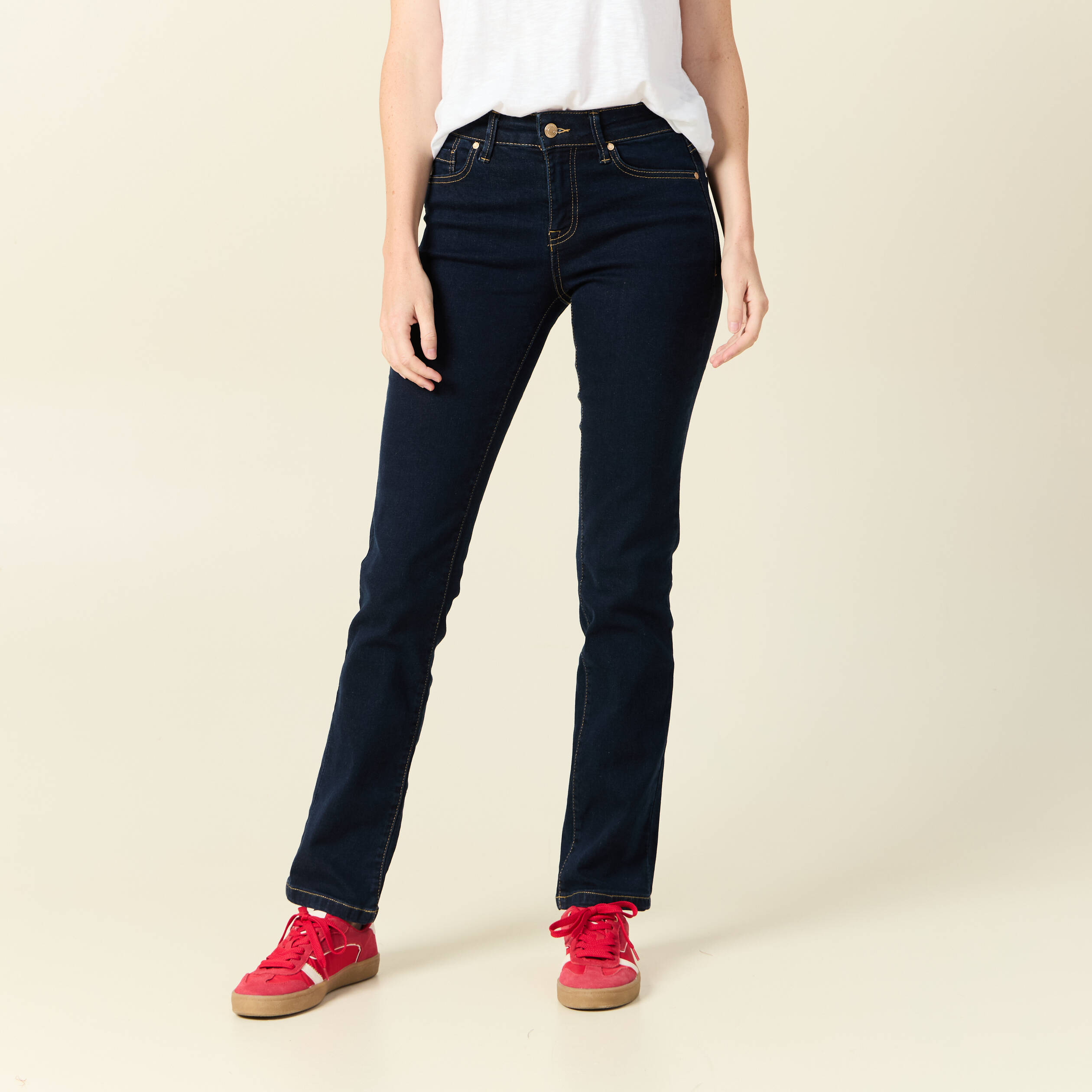 jeans regular 5 poches denim brut rinse femme Jeans regular 5 poches denim brut rinse femme