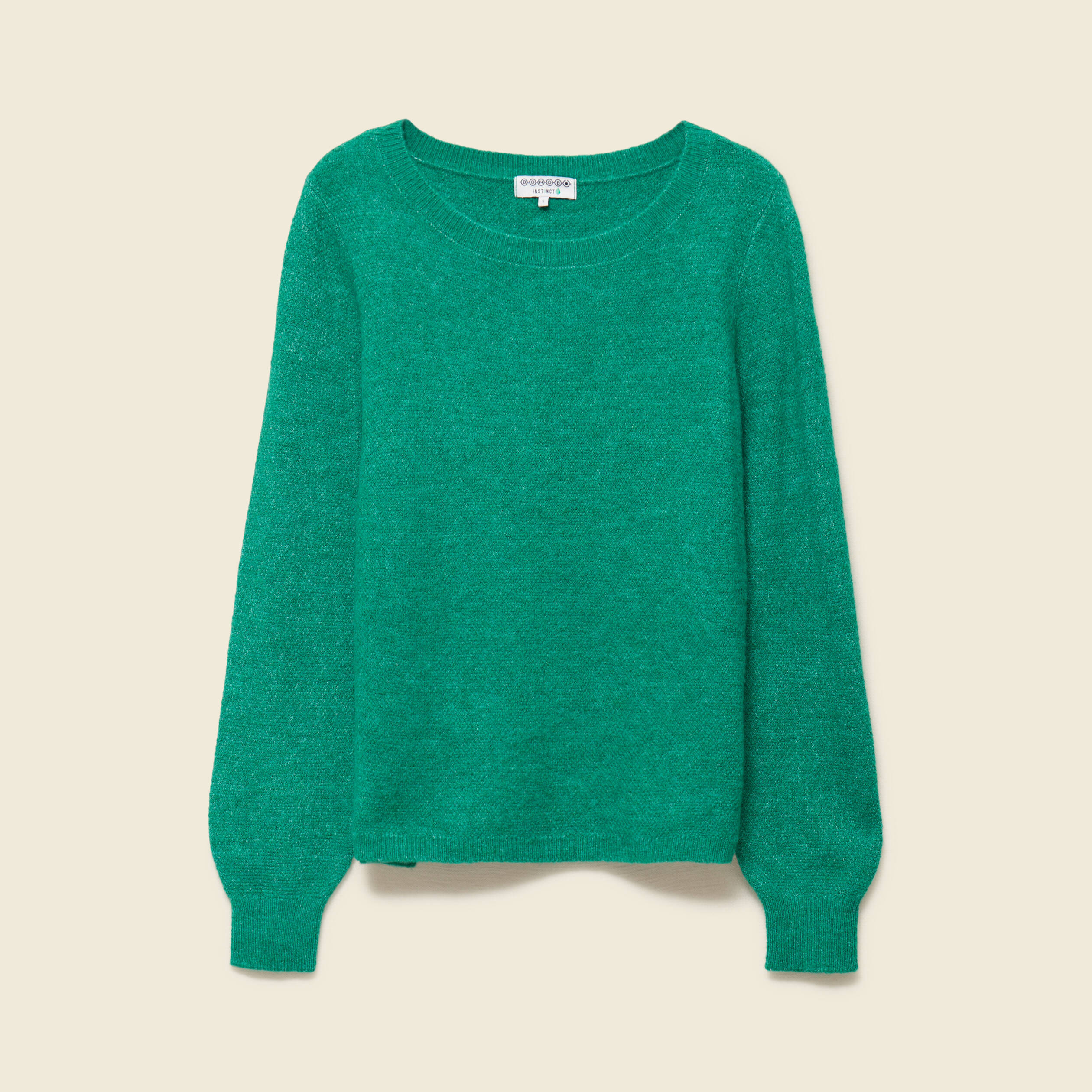 Pull col bateau manches longues vert femme