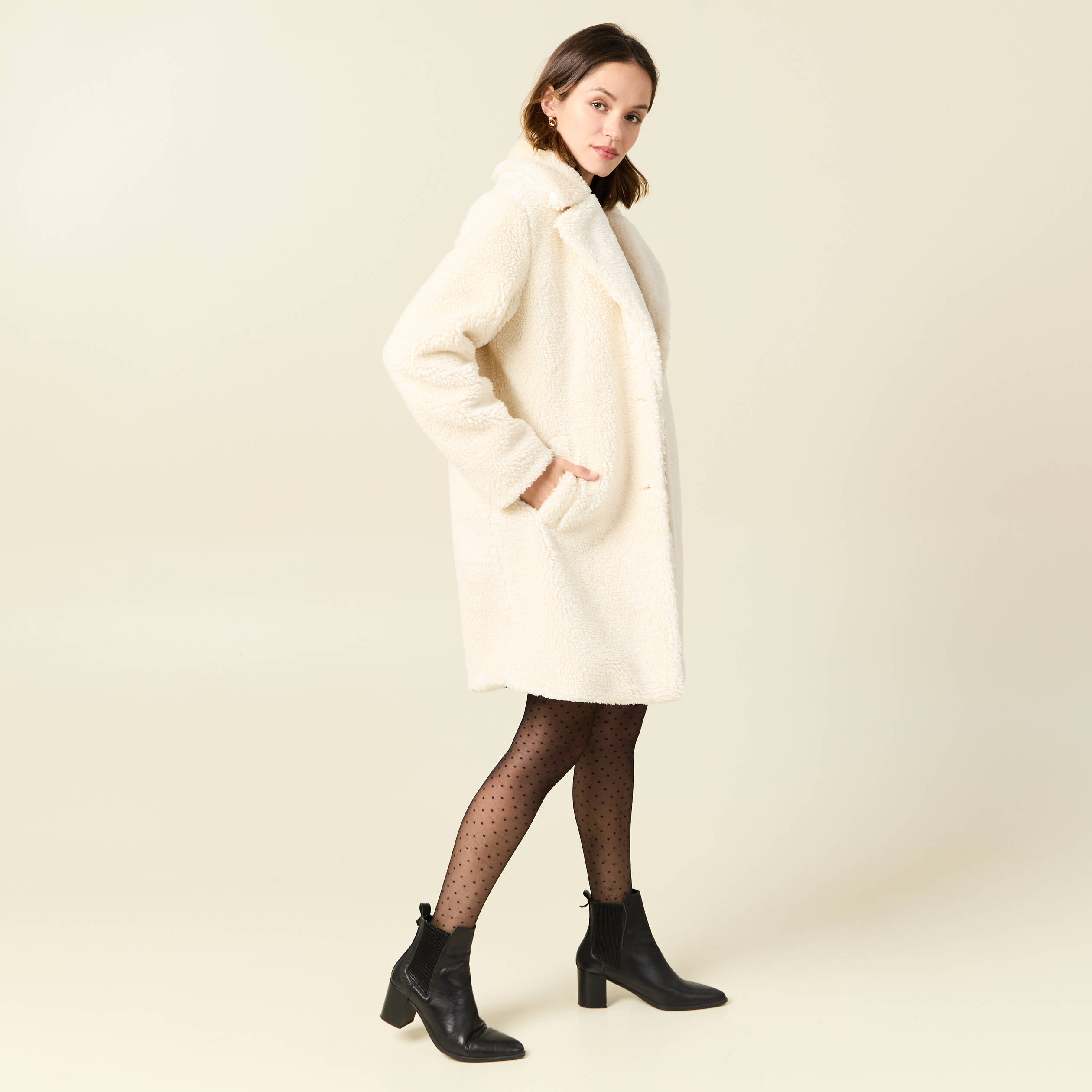 manteau long laine mouton creme femme Manteau long laine mouton creme femme