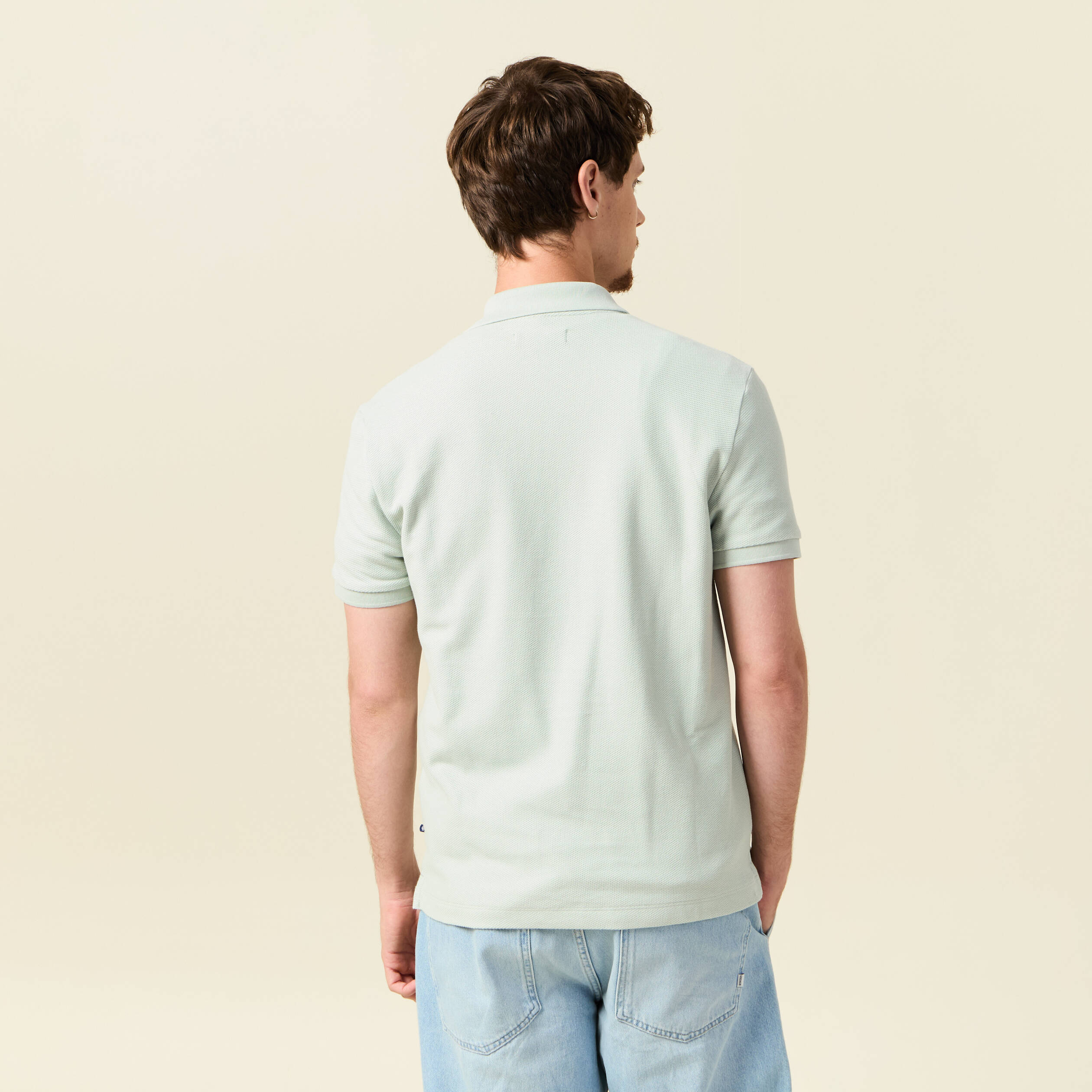 polo cintre manches courtes en coton vert clair homme Polo cintré manches courtes en coton vert clair homme