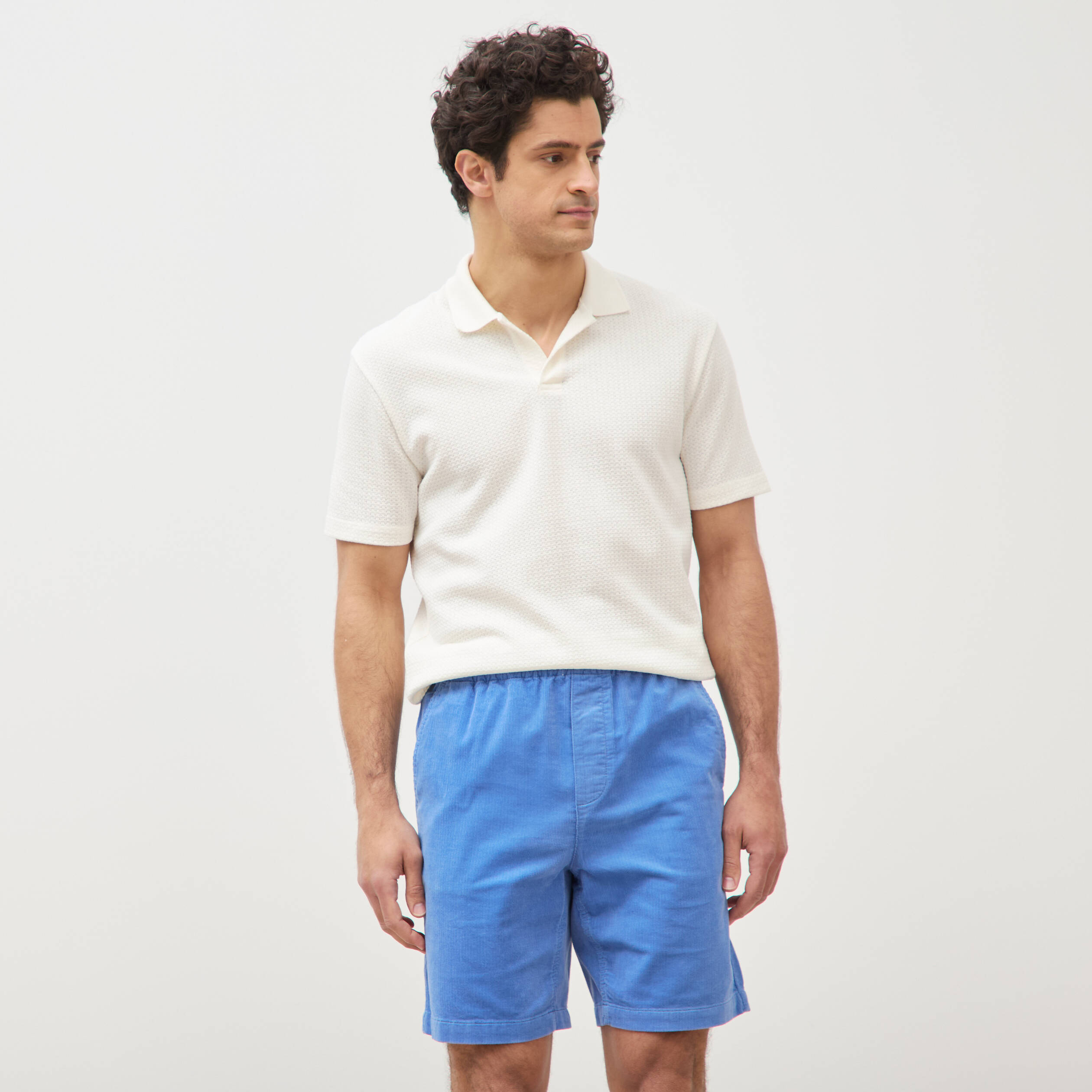 Bermuda en velours bleu violet homme