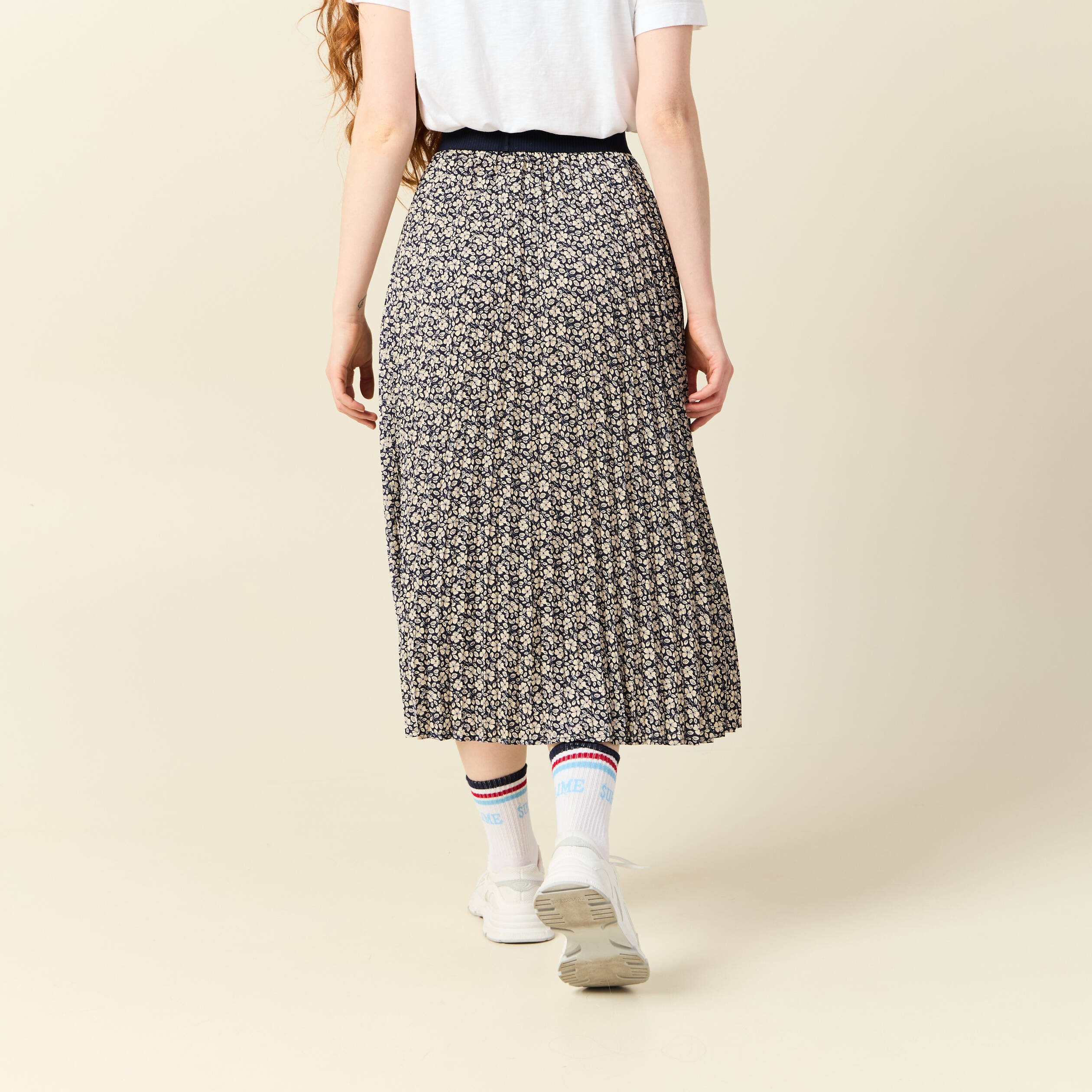 jupe longue droite plissee bleu marine femme Jupe longue droite plissée bleu marine femme