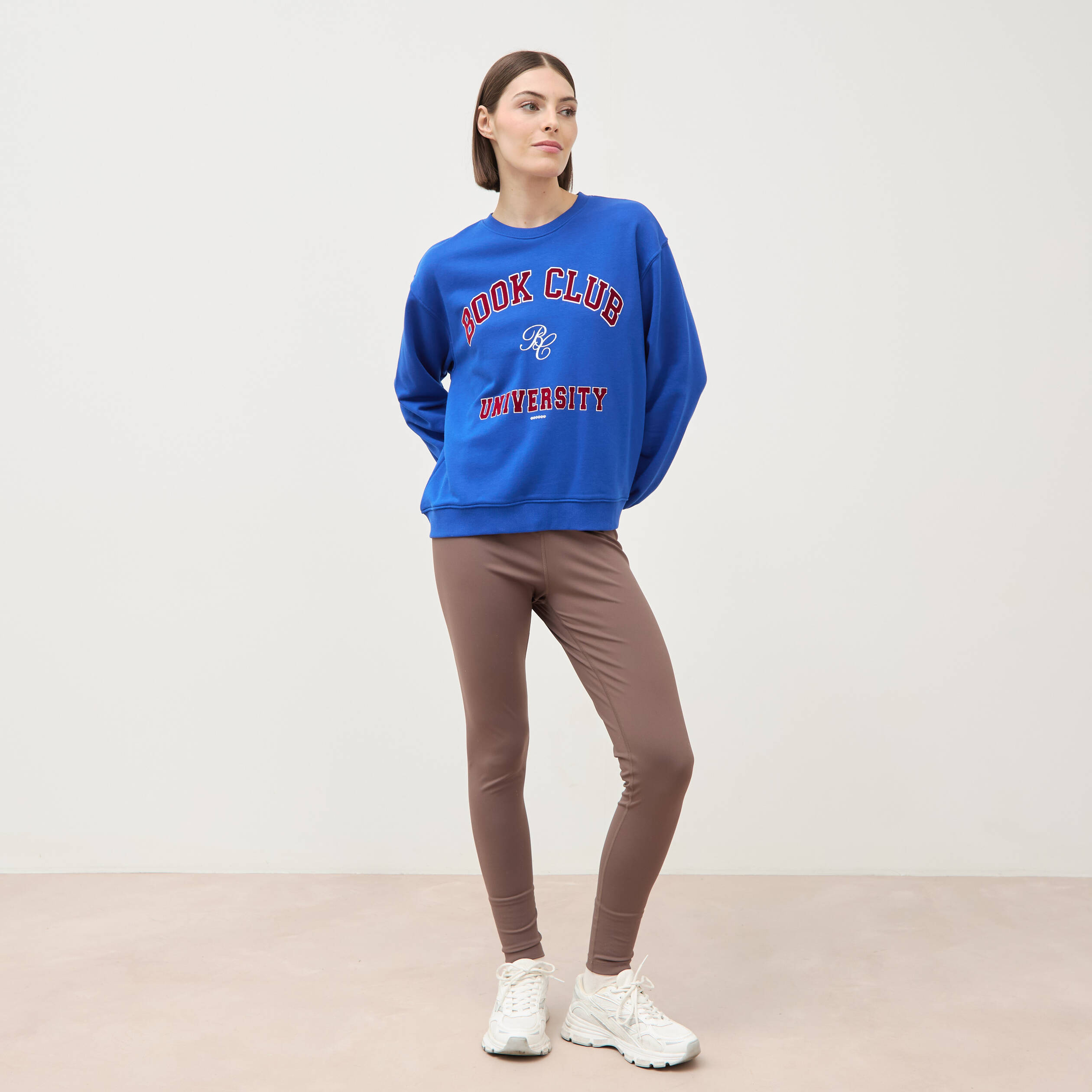 Sweat droit manches longues bleu electrique femme