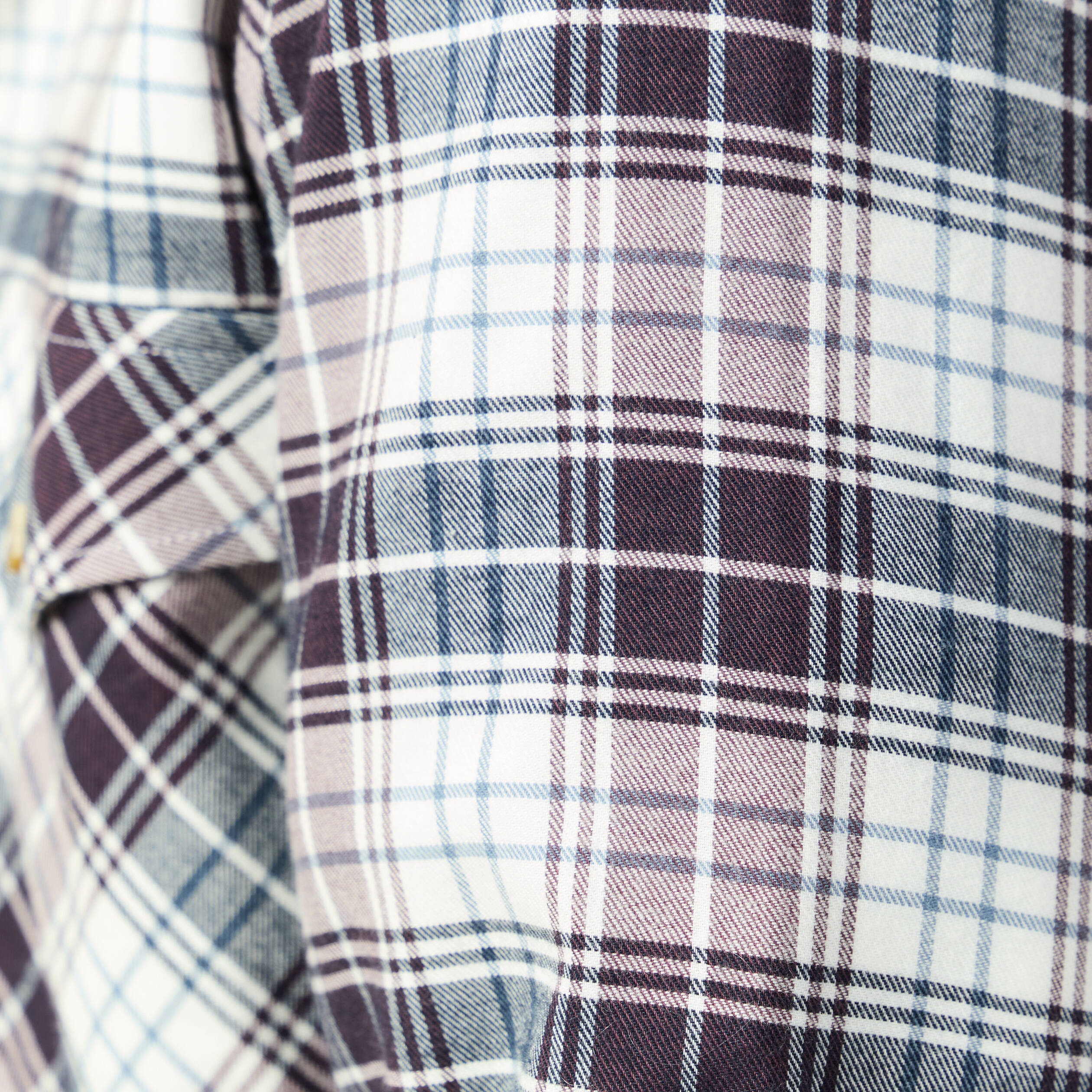 Chemise &agrave; carreaux manches longues ecru homme