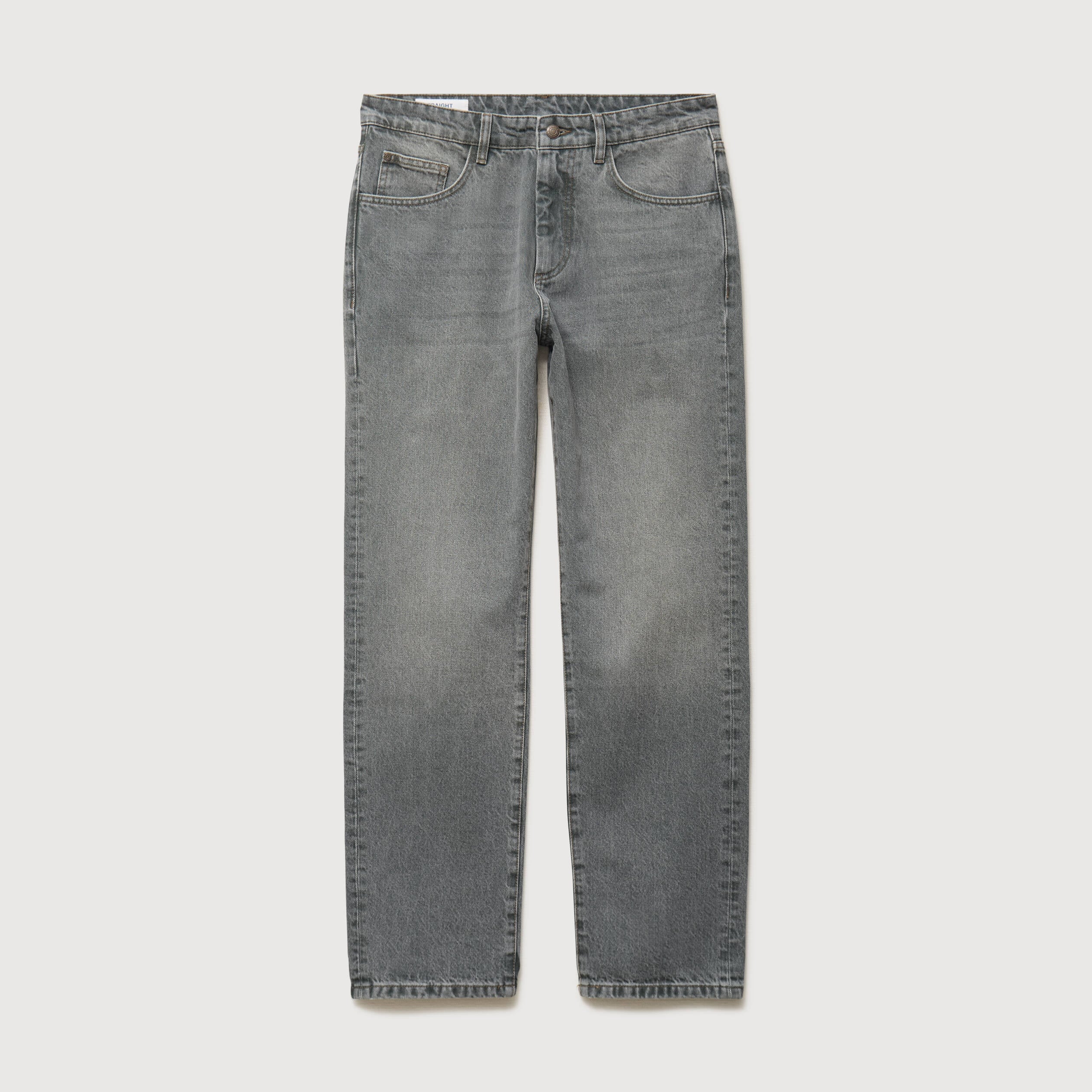 Jeans straight longueur 32 en coton denim gris homme