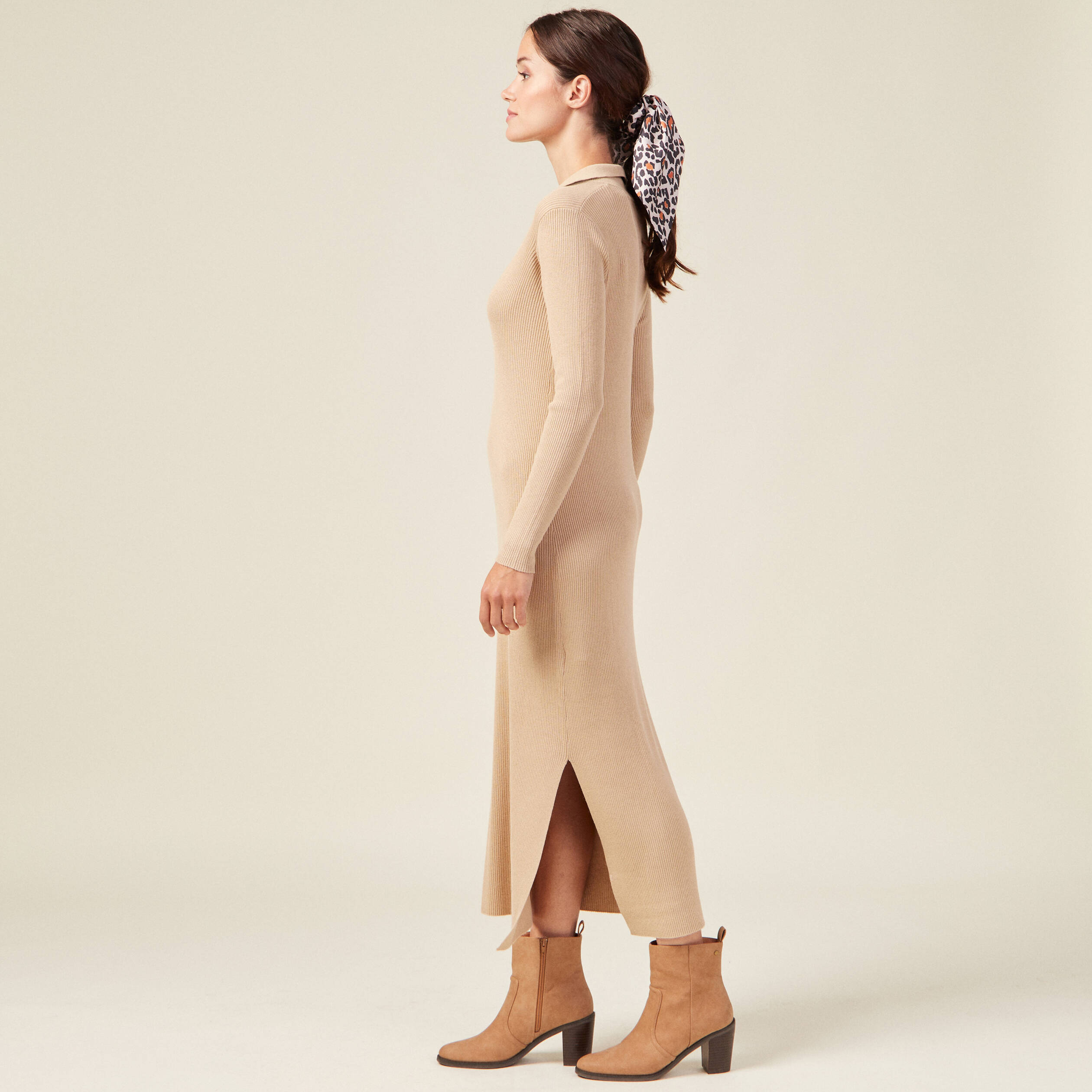 robe pull longue moulante beige femme Robe pull longue moulante beige femme
