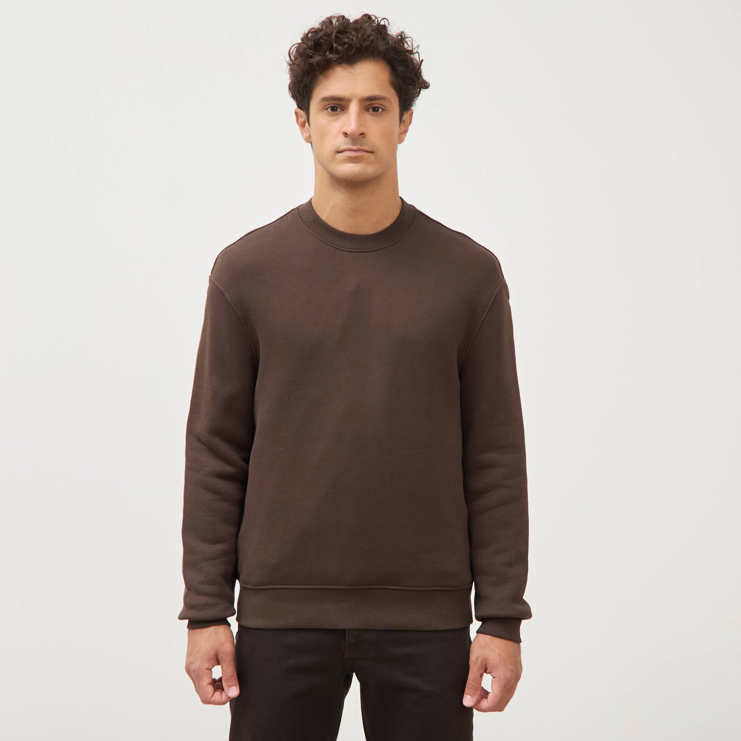 Sweat manches longues marron homme