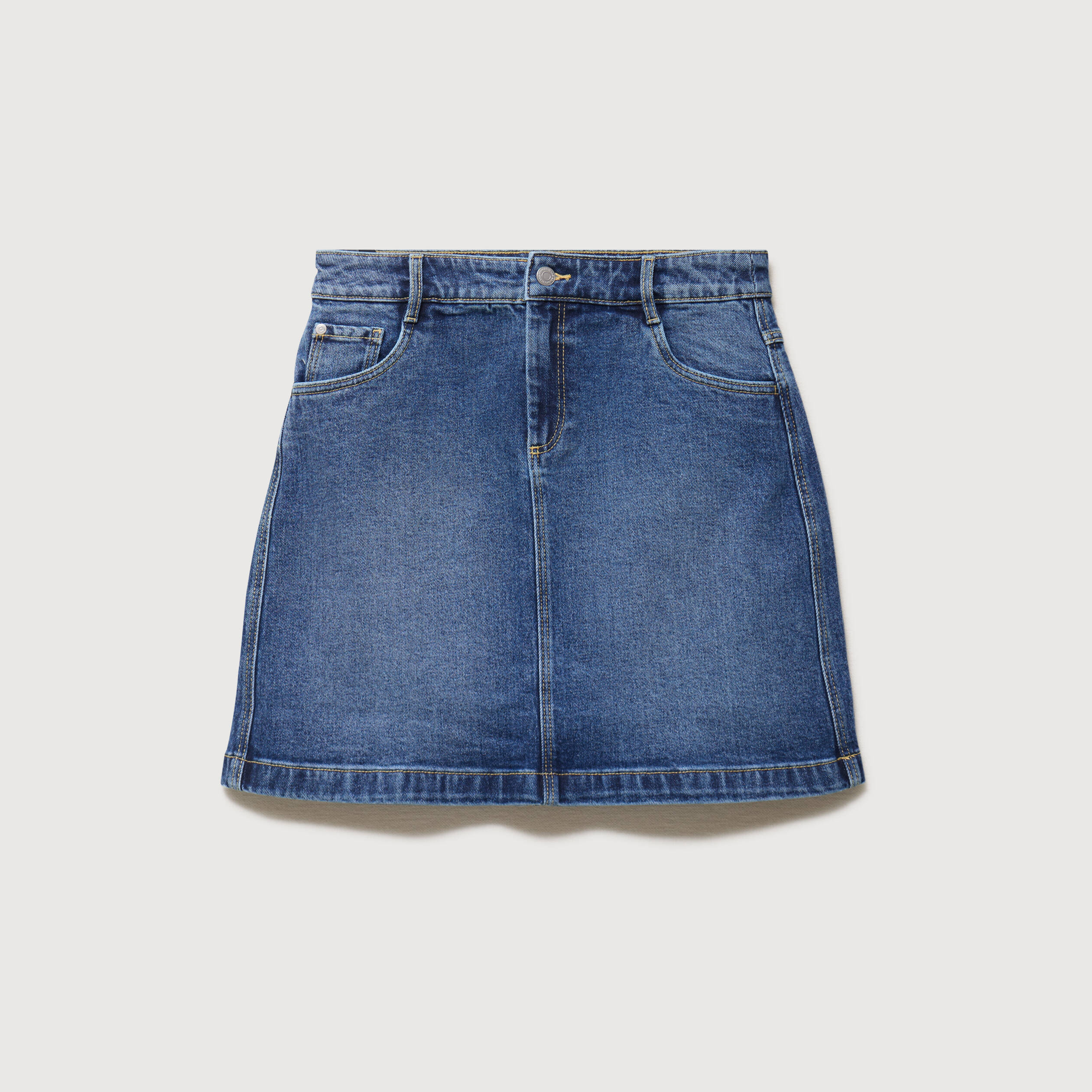 Mini-jupe en jeans bleu gris femme