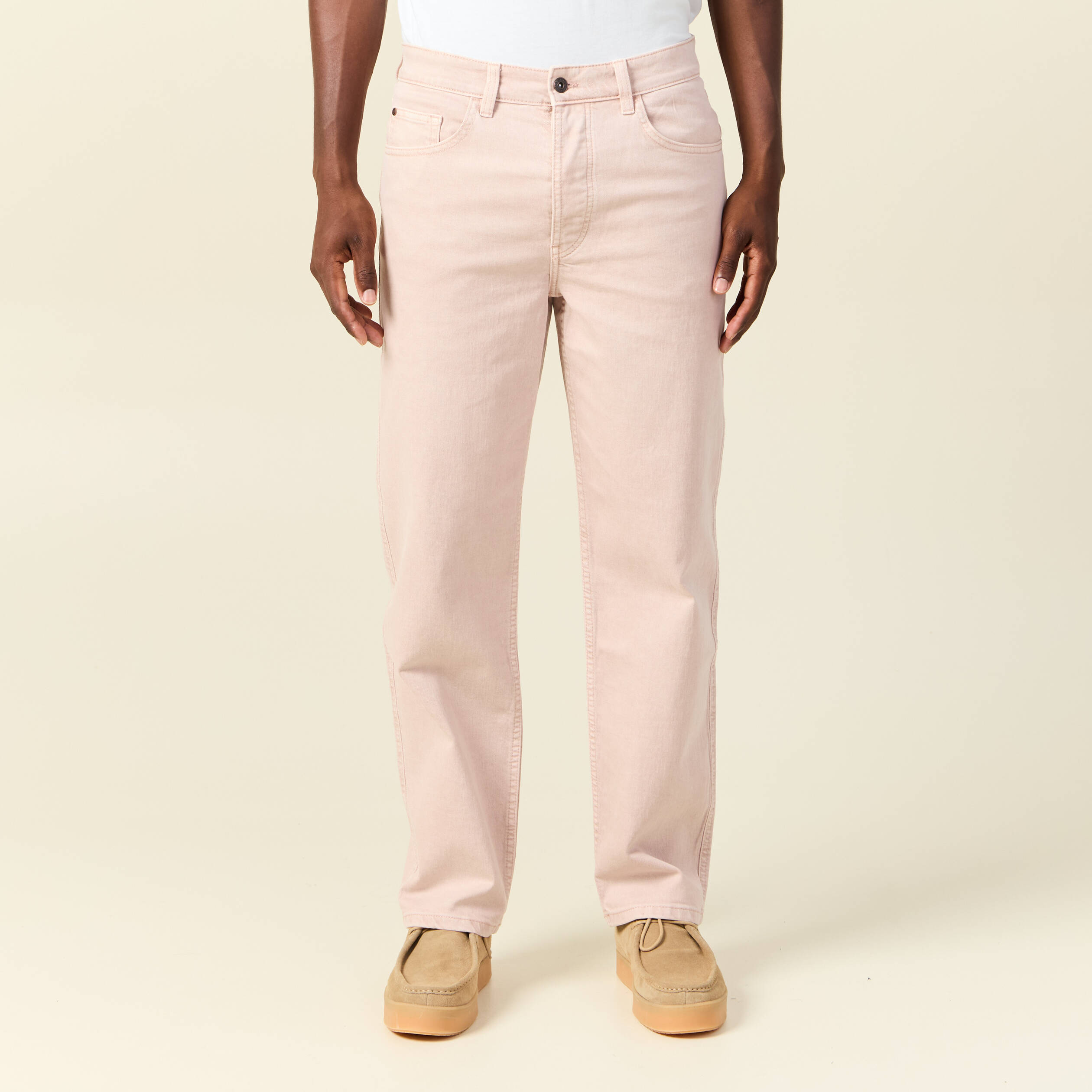 Jeans relax 5 poches rose homme