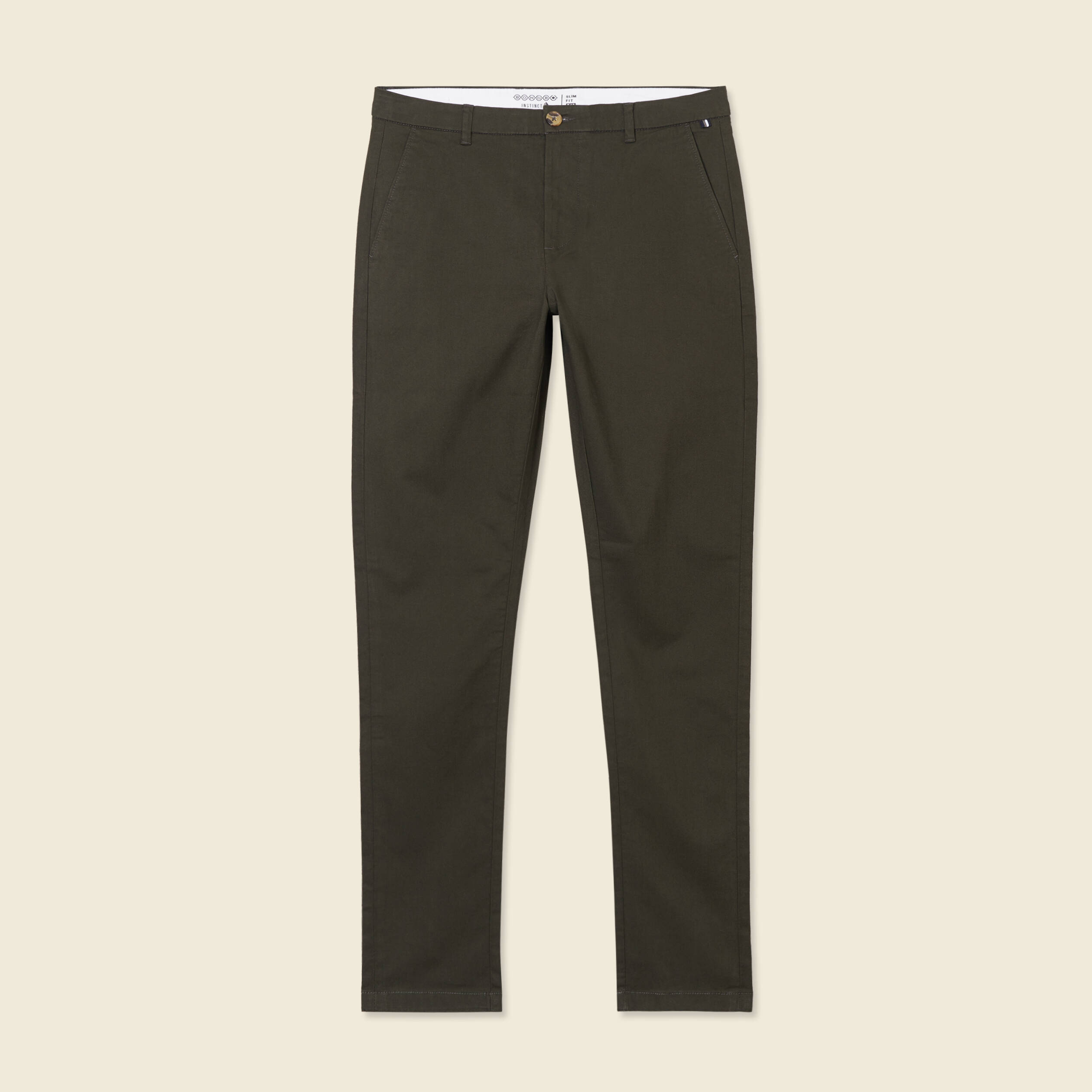pantalon slim instinct chino vert kaki homme Pantalon slim Instinct chino vert kaki homme