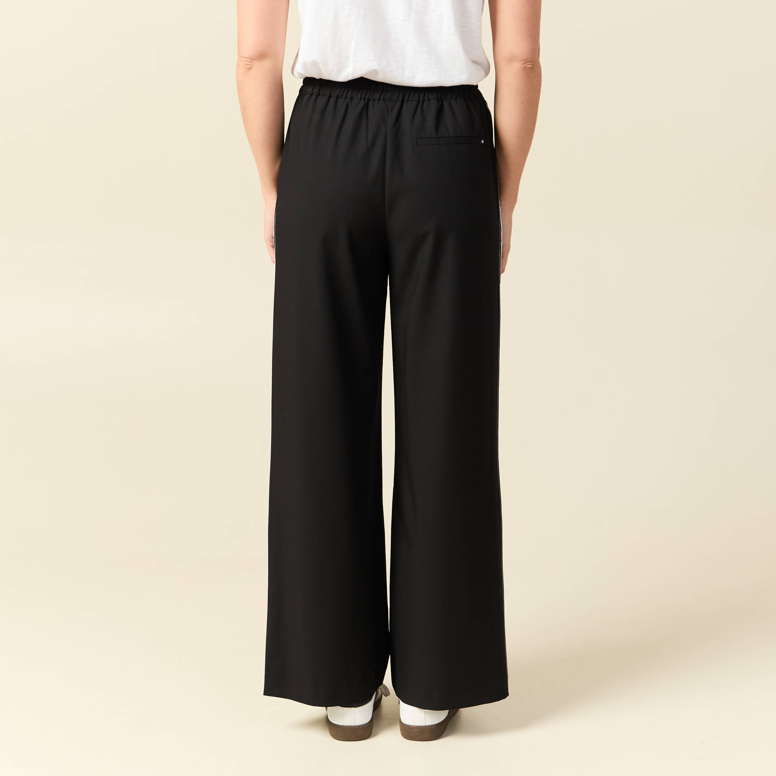 Pantalon taille haute fluide noir femme