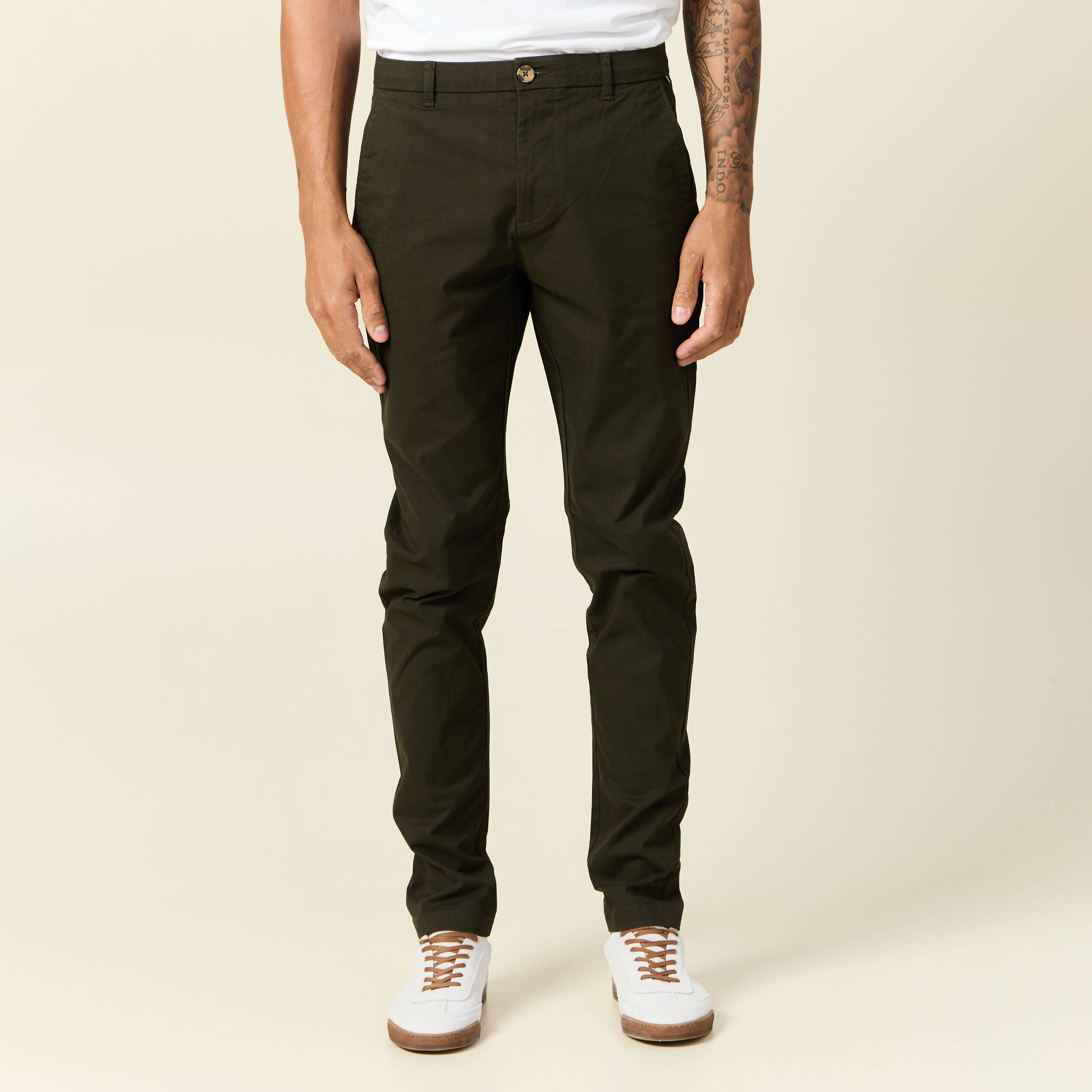pantalon slim instinct chino vert kaki homme Pantalon slim Instinct chino vert kaki homme