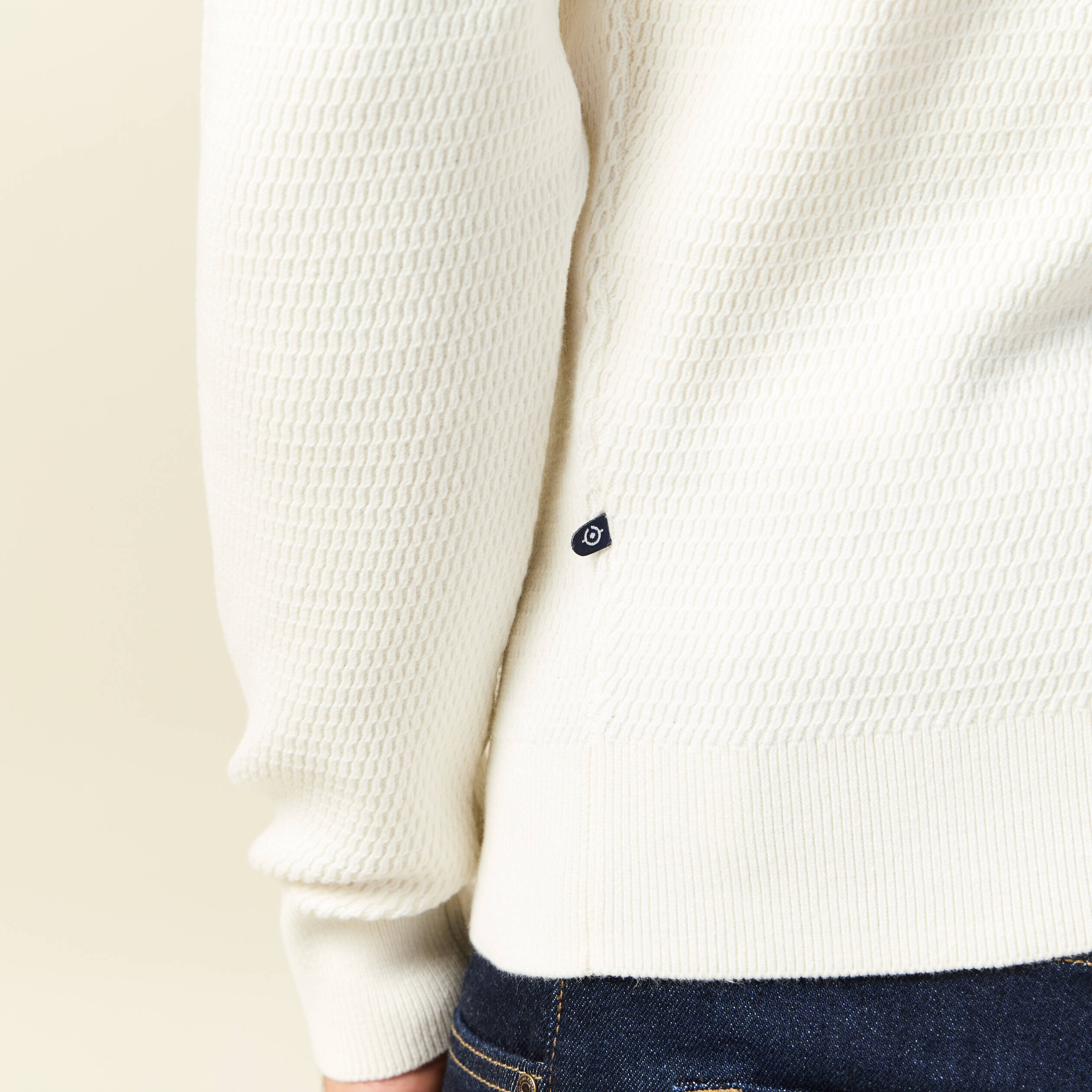Pull droit manches longues ecru homme