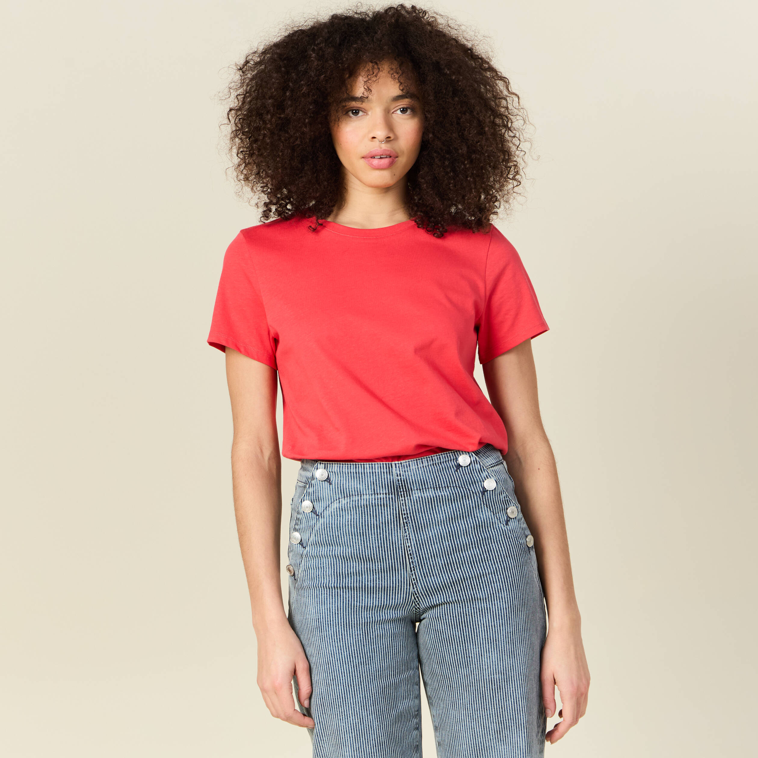 t shirt manches courtes rouge femme T-shirt manches courtes rouge femme