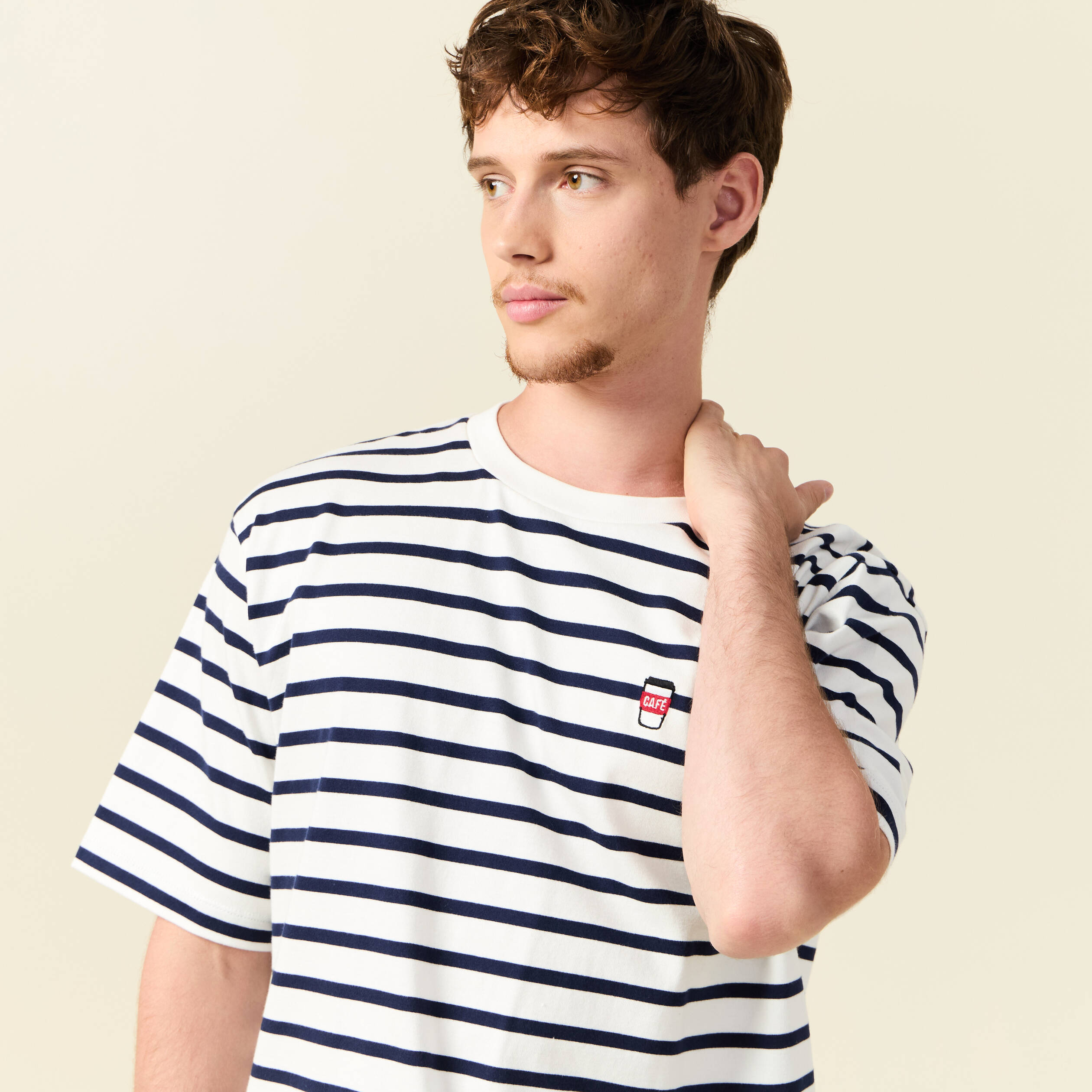 t shirt oversize brode en coton blanc homme T-shirt oversize brodé en coton blanc homme