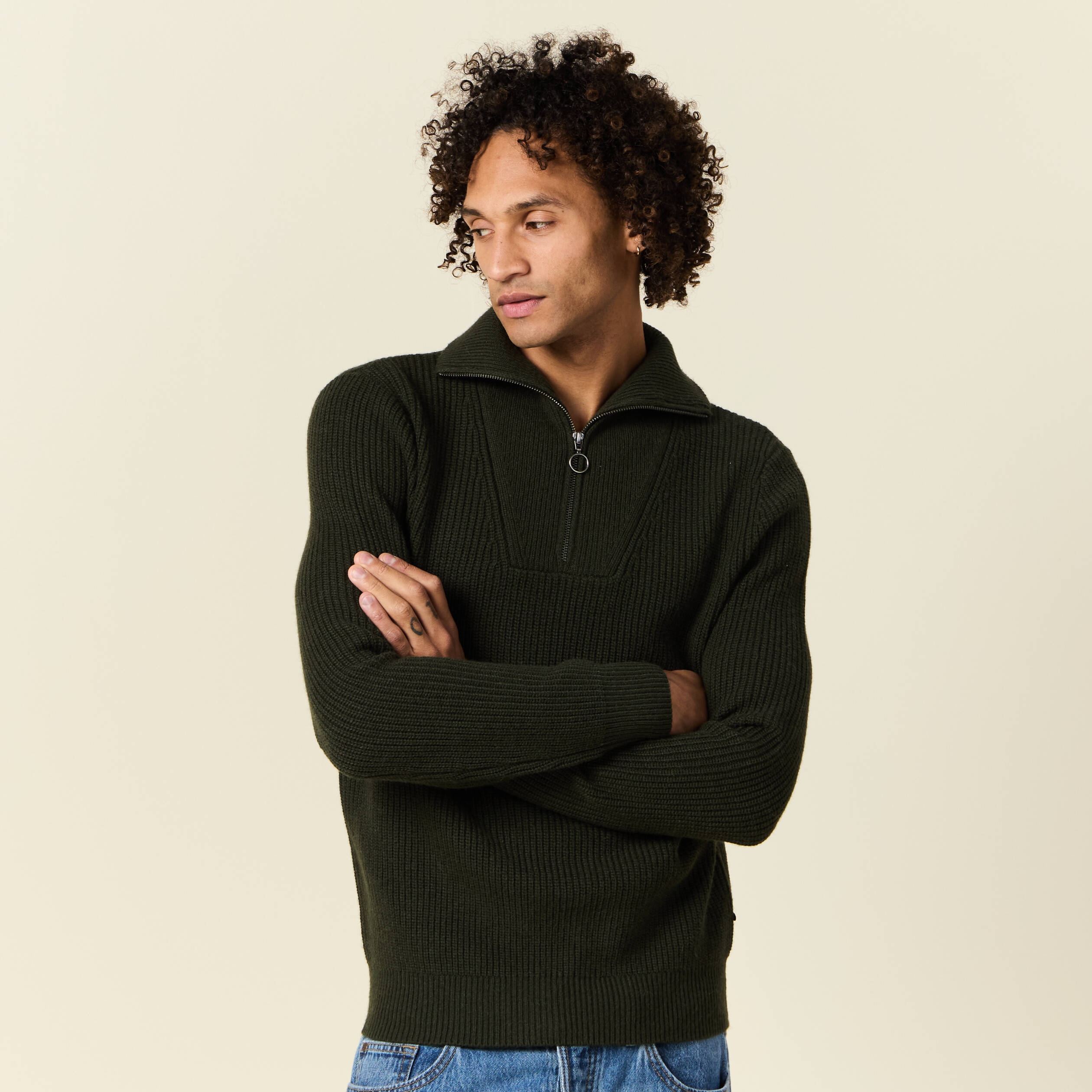 pull col camionneur vert kaki homme Pull col camionneur vert kaki homme