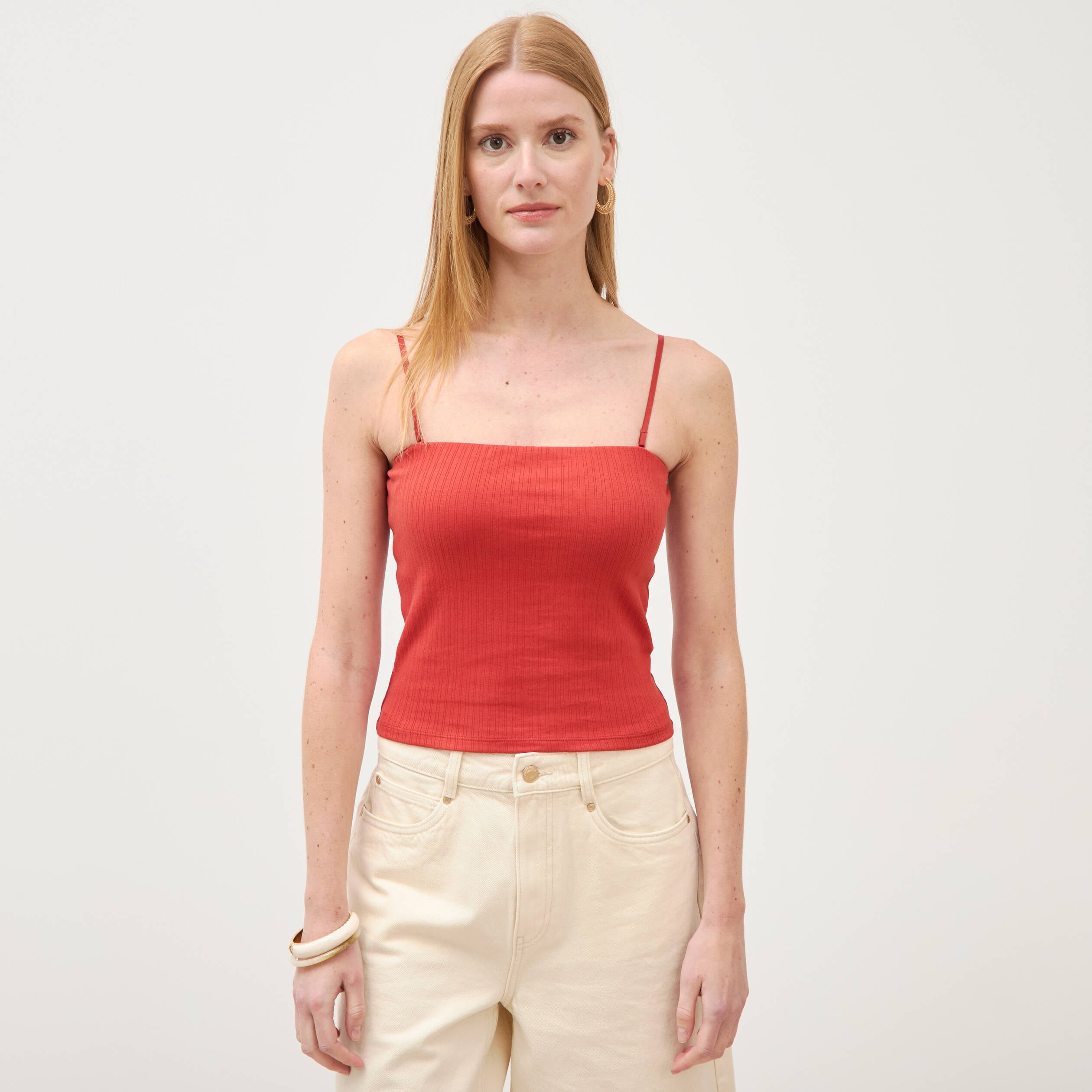 D&eacute;bardeur 2 en 1 avec brassi&egrave;re int&eacute;gr&eacute;e orange fonc&eacute; femme