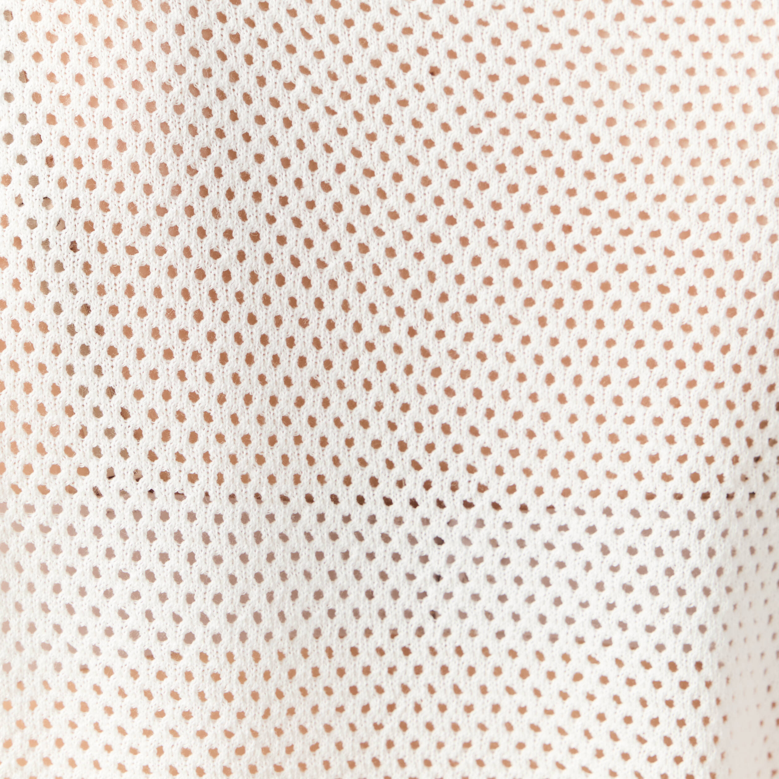 Pull manches courtes ajour&eacute; ecru femme