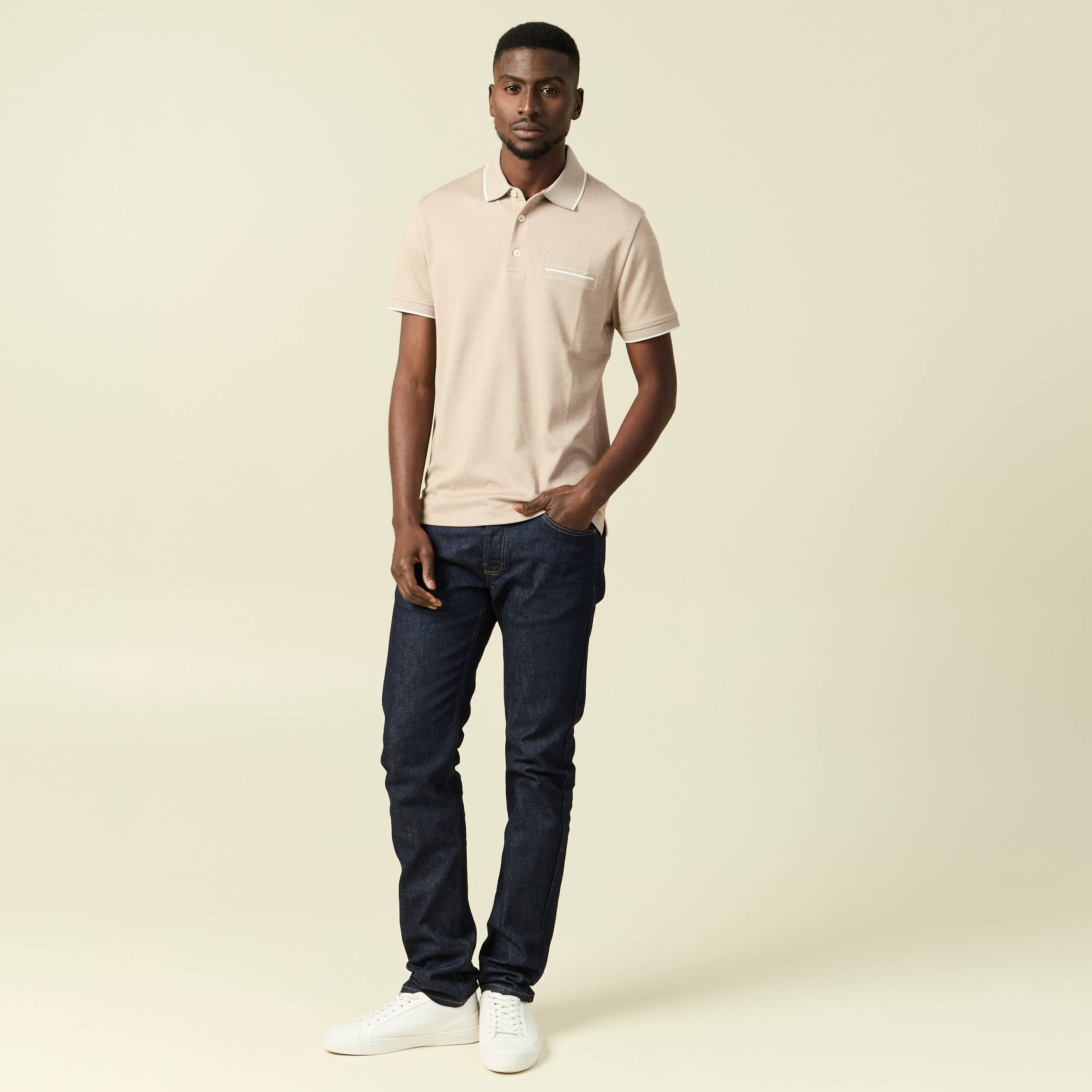 Polo manches courtes taupe homme