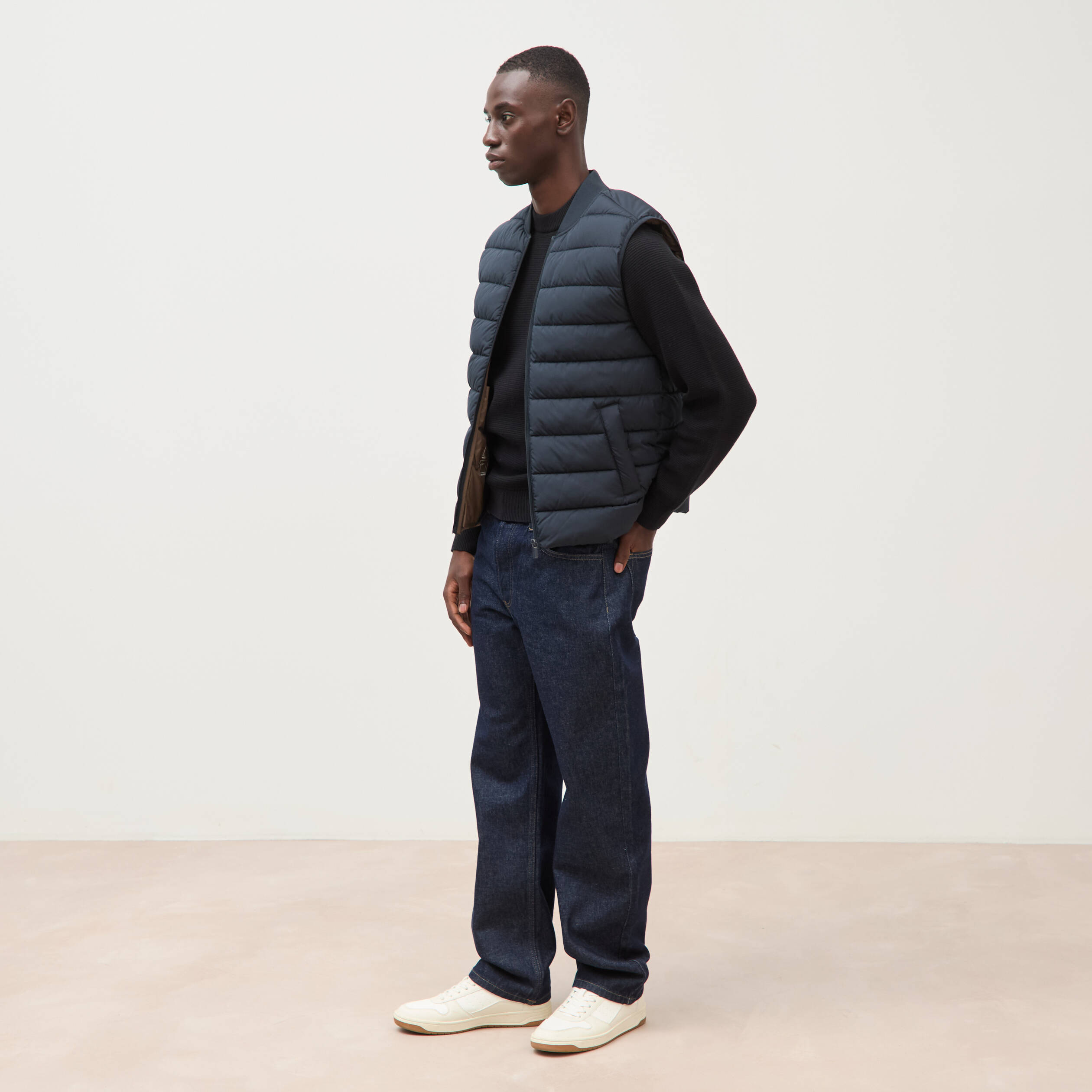 Doudoune courte sans manches bleu marine homme