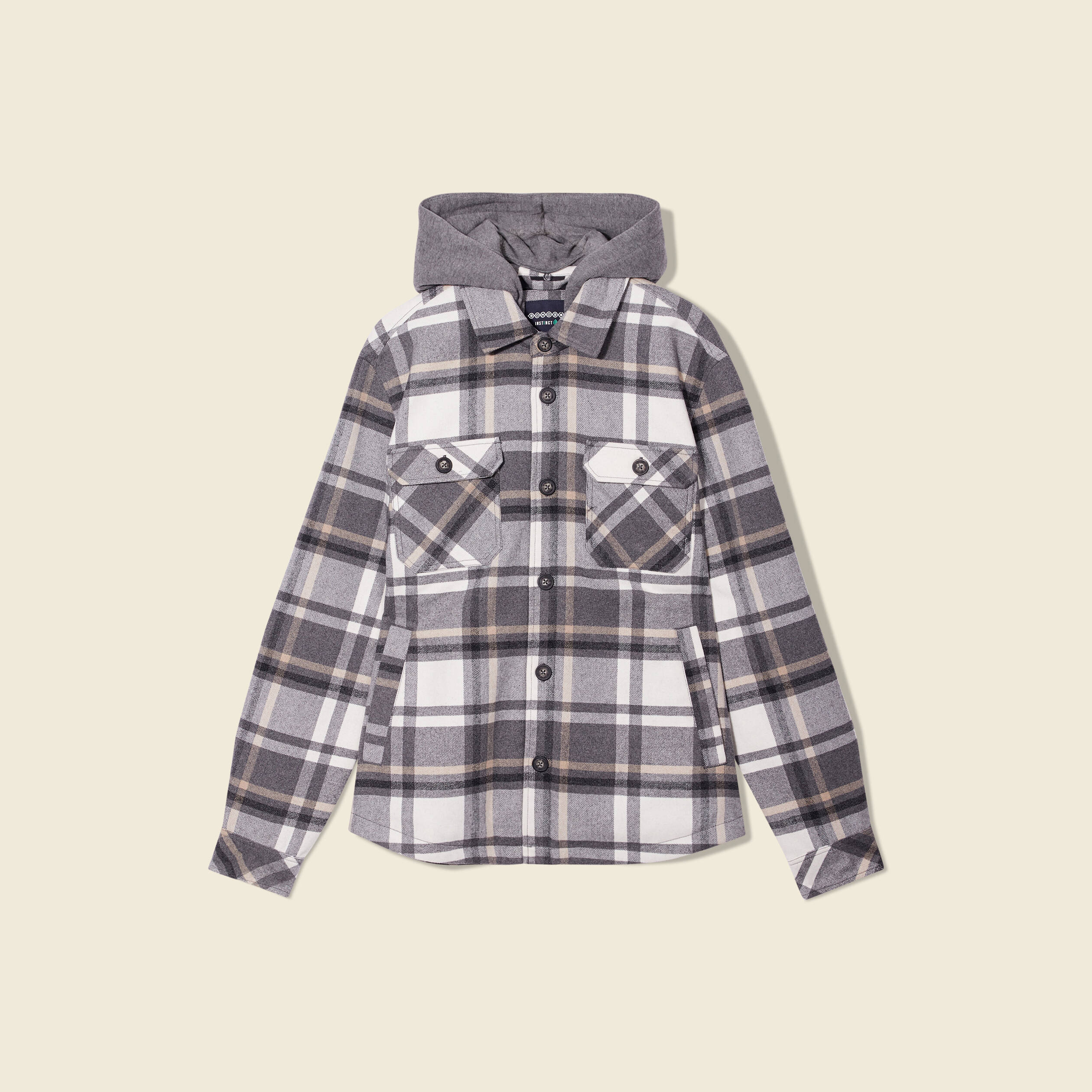 Surchemise &agrave; capuche manches longues gris fonc&eacute; homme