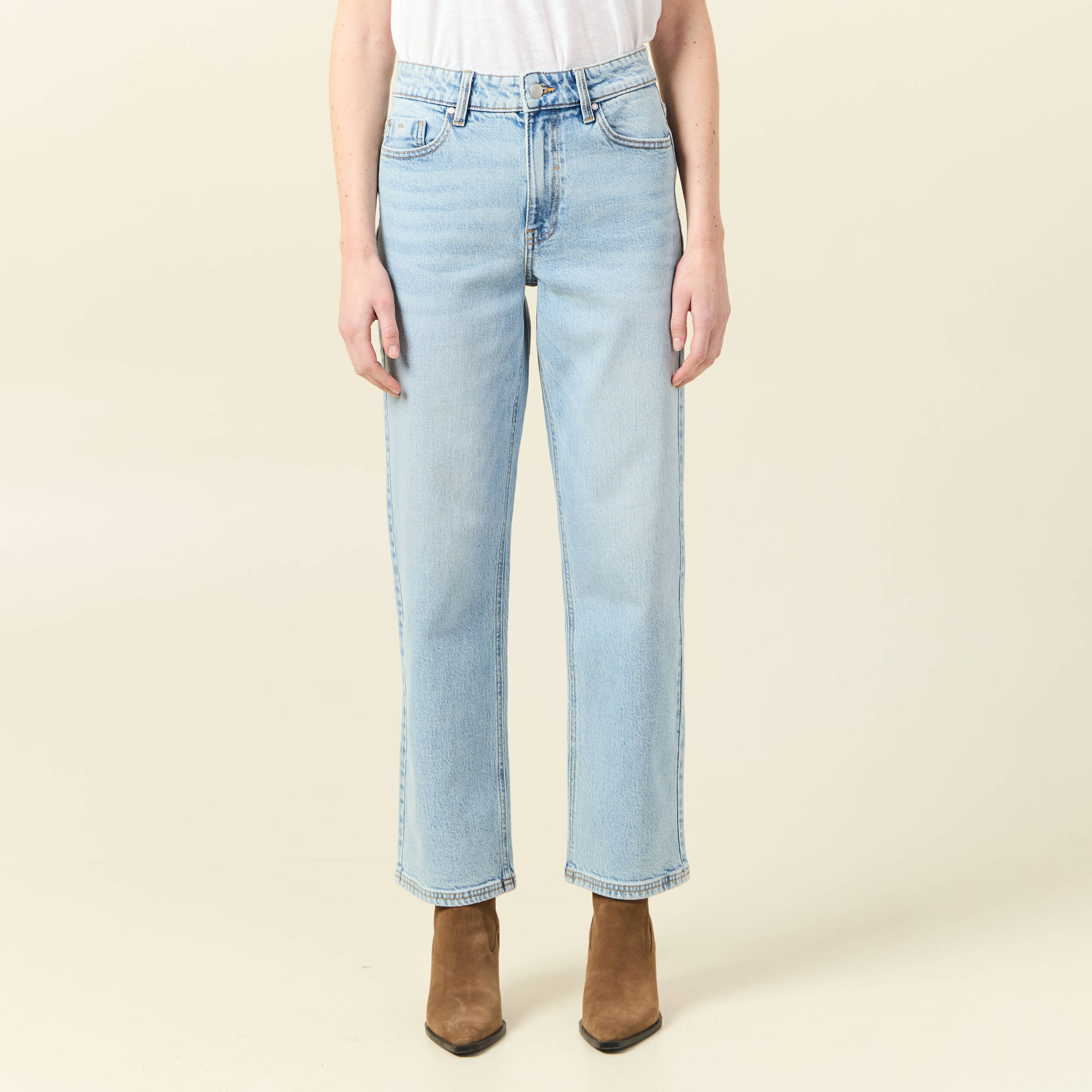 jeans droit 78eme denim bleach femme Jeans droit 7/8ème denim bleach femme