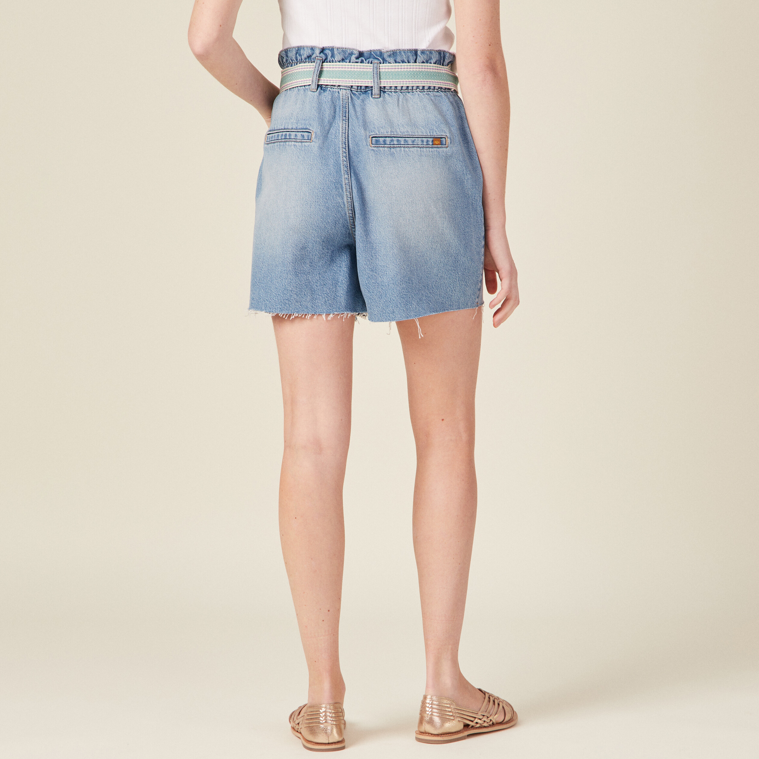 Short En Jean Fille Zaldita Short Jean Fille - Denim Lettre Imprimé - Court Décontracté Été - Coton Élastique Short De Bain Fille