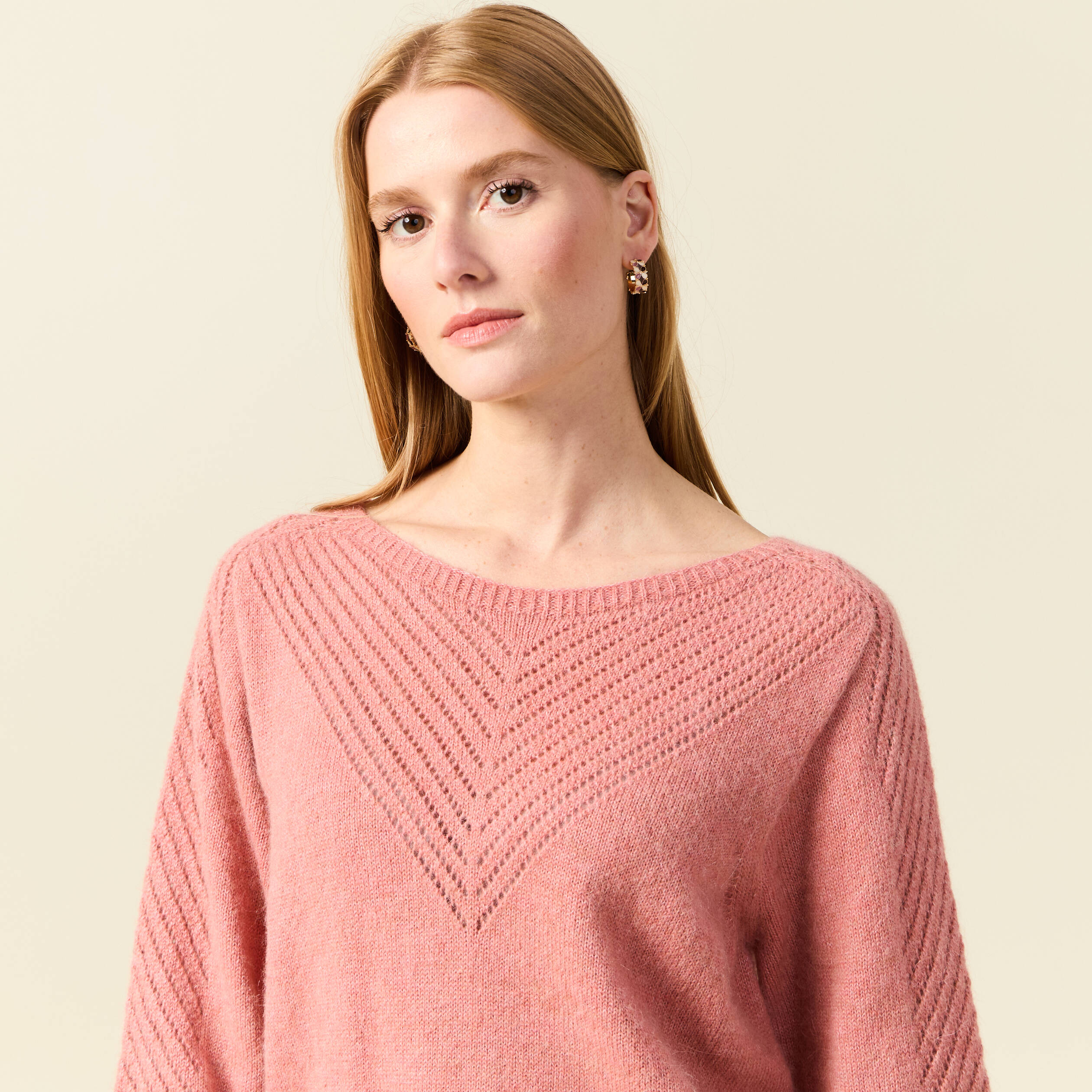 pull manches longues fabrique en france rose pastel femme Pull manches longues fabriqué en France rose pastel femme