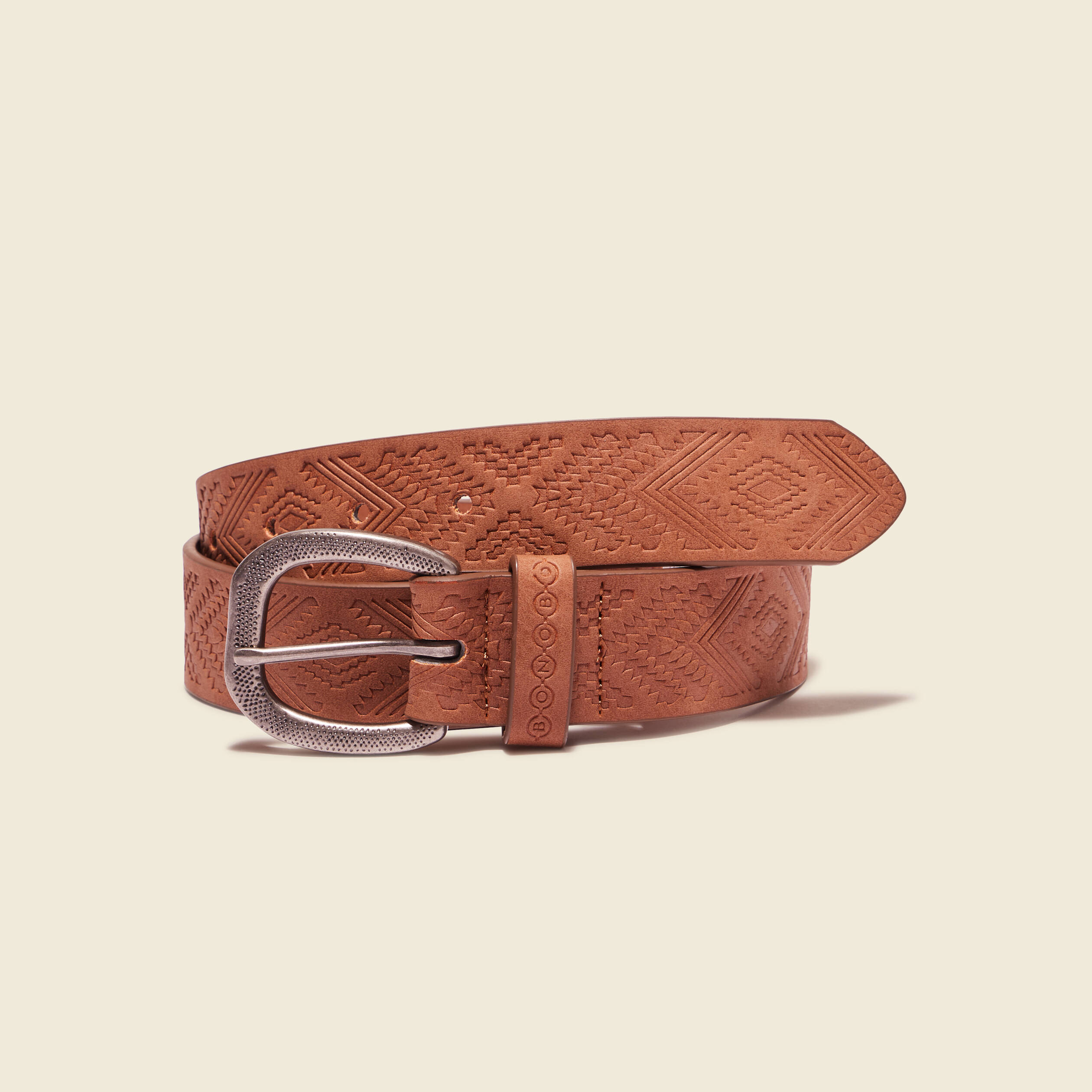 Ceinture embossée marron femme
