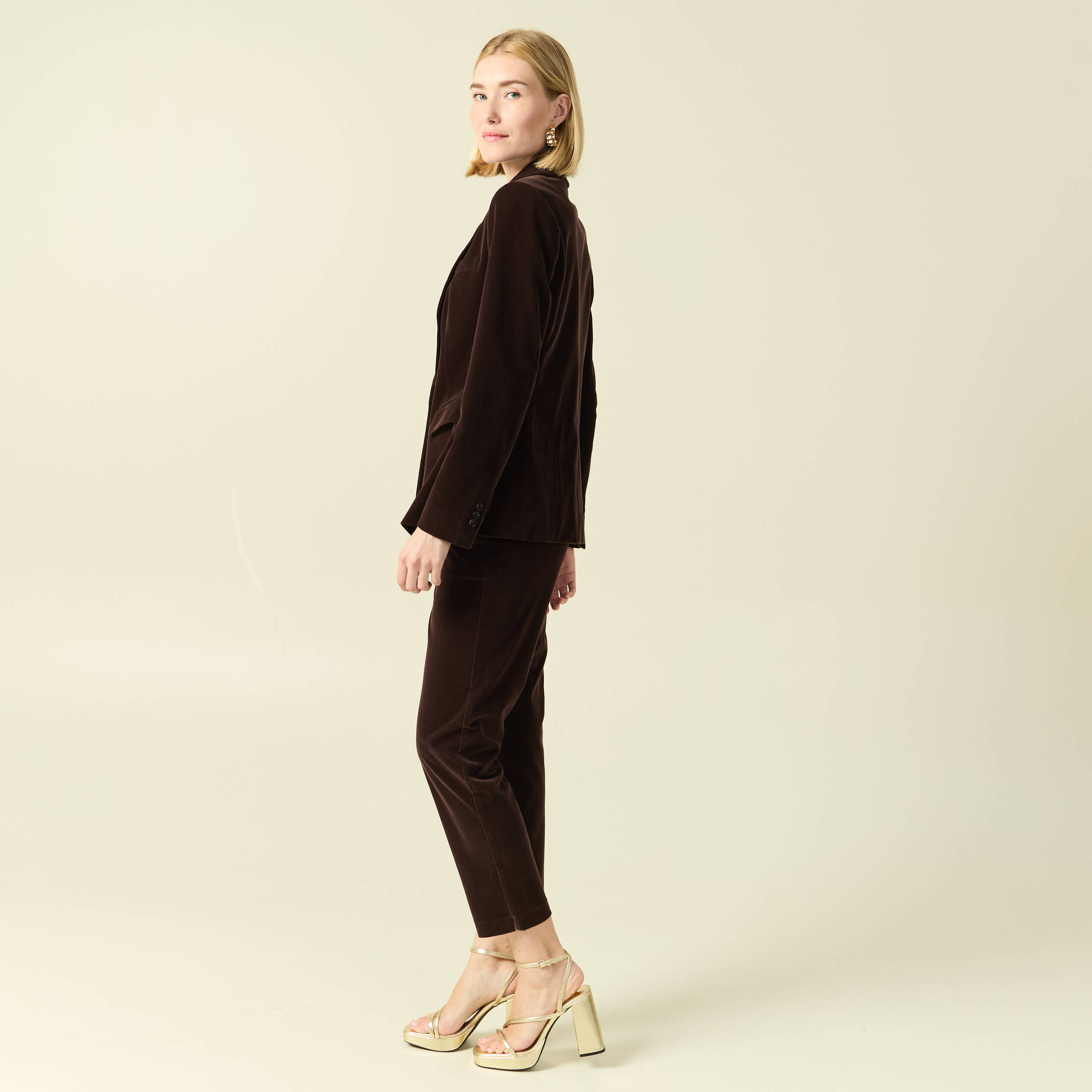 Veste blazer velours marron foncé femme Bonobo