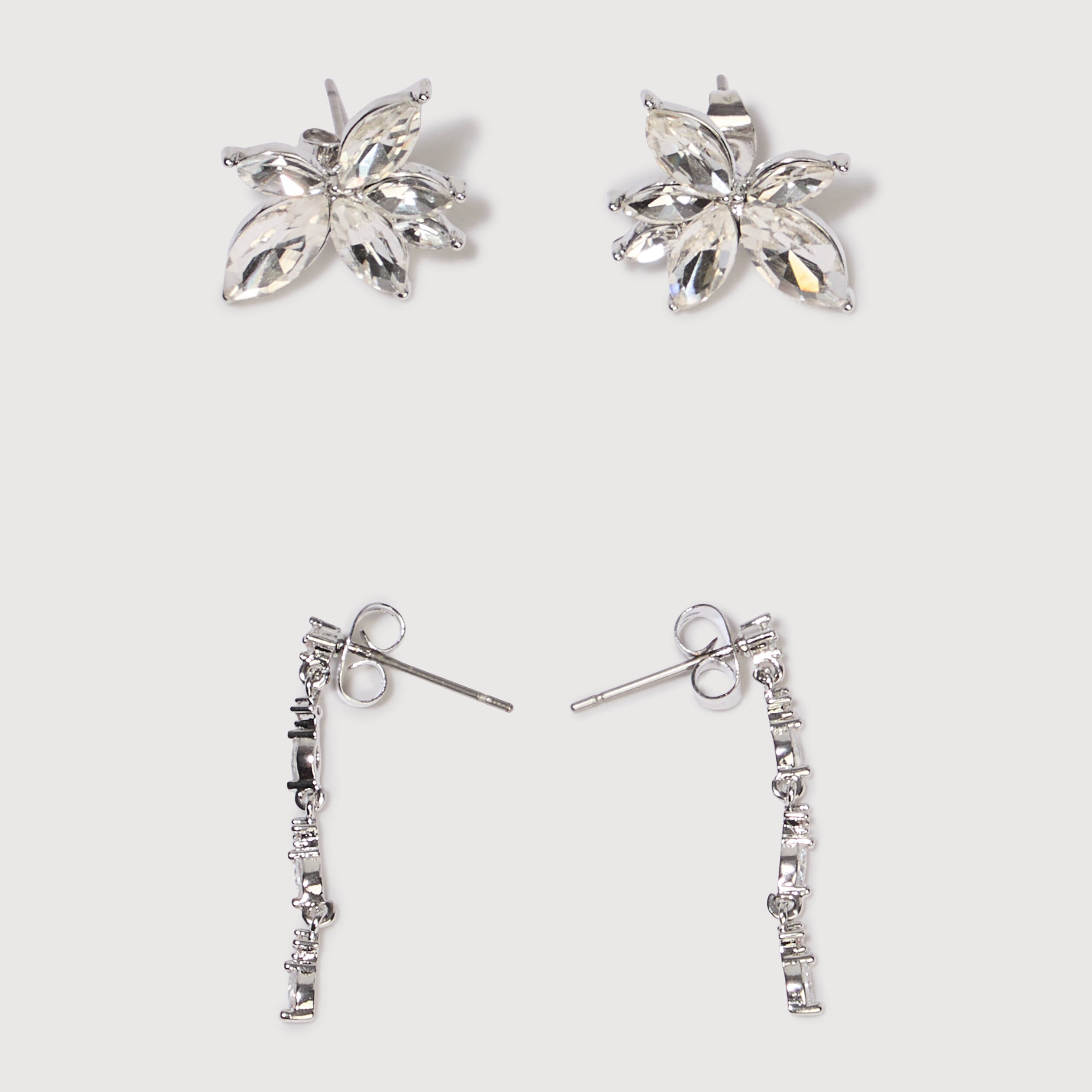 Lot de 2 paires de boucles d'oreilles couleur argent femme