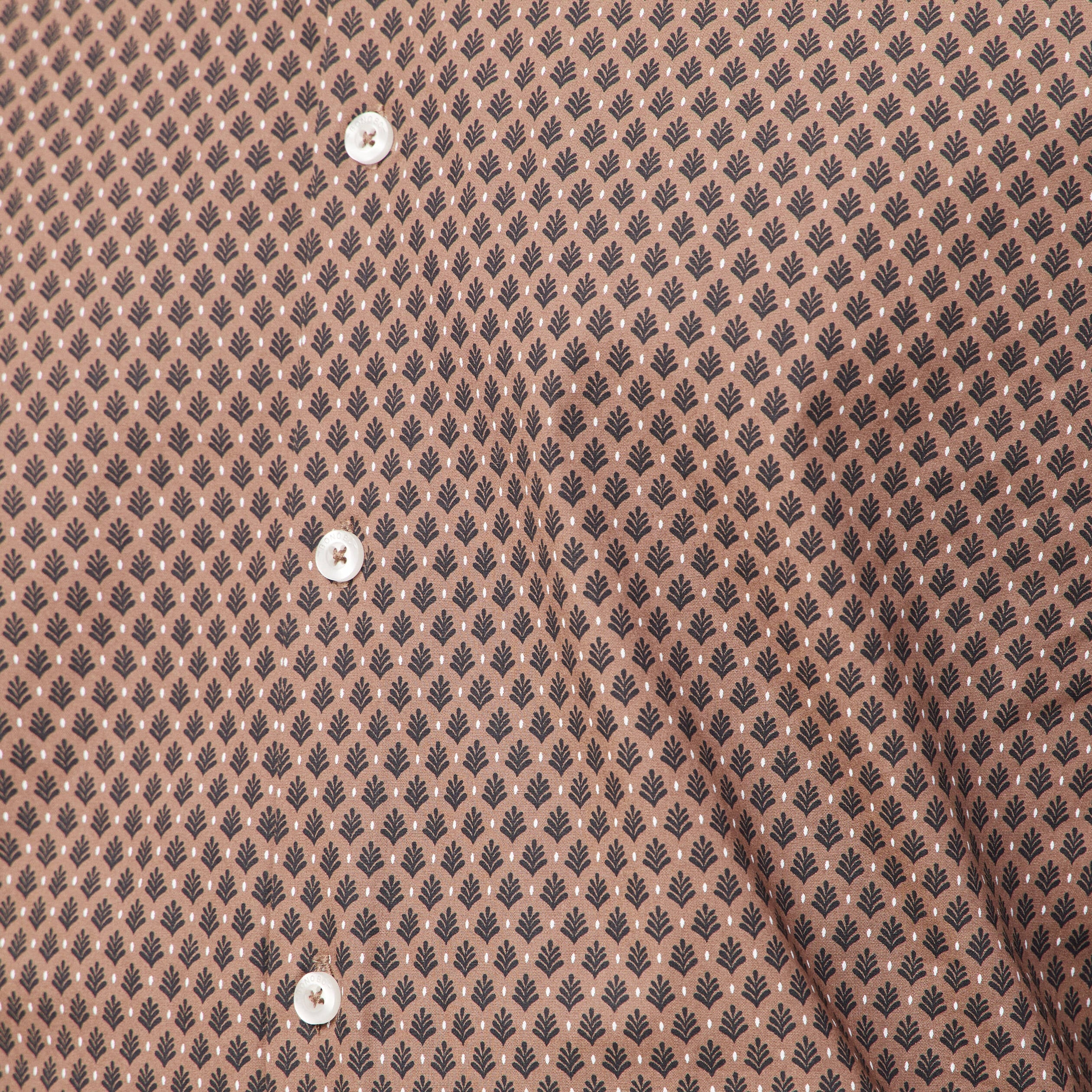 Chemise en coton manches longues marron homme