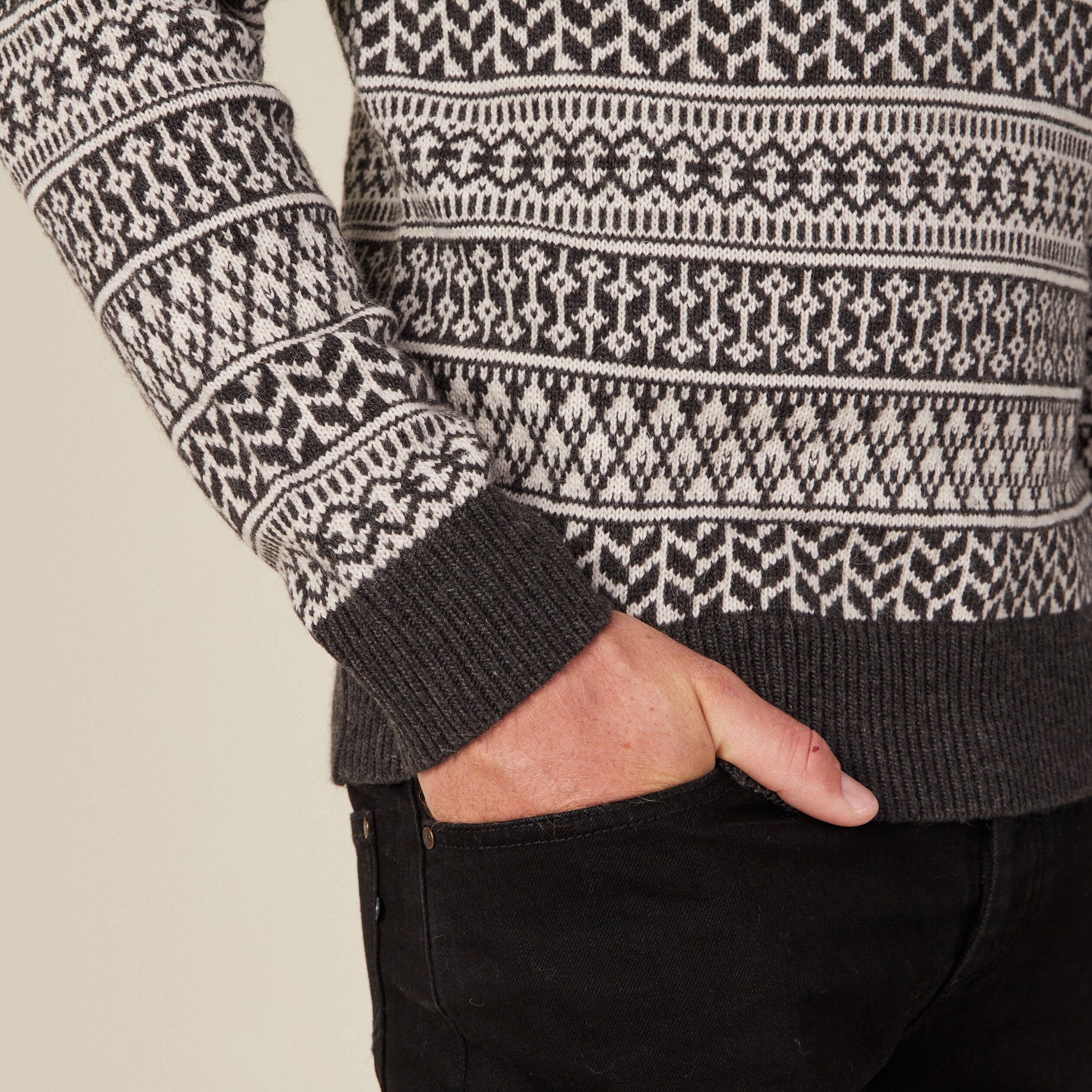 Pull manches longues ecru homme