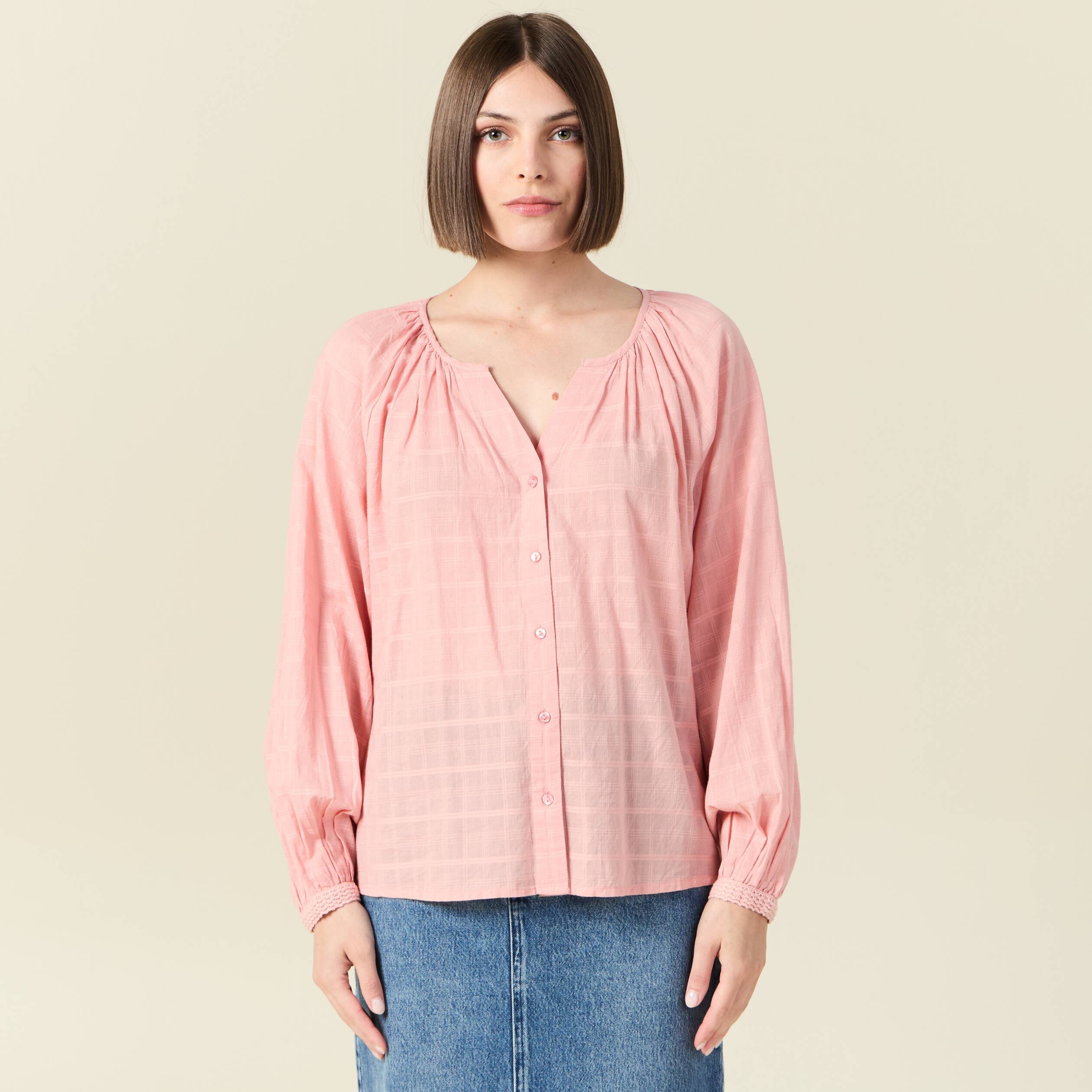 blouse manches longues rose femme Blouse manches longues rose femme