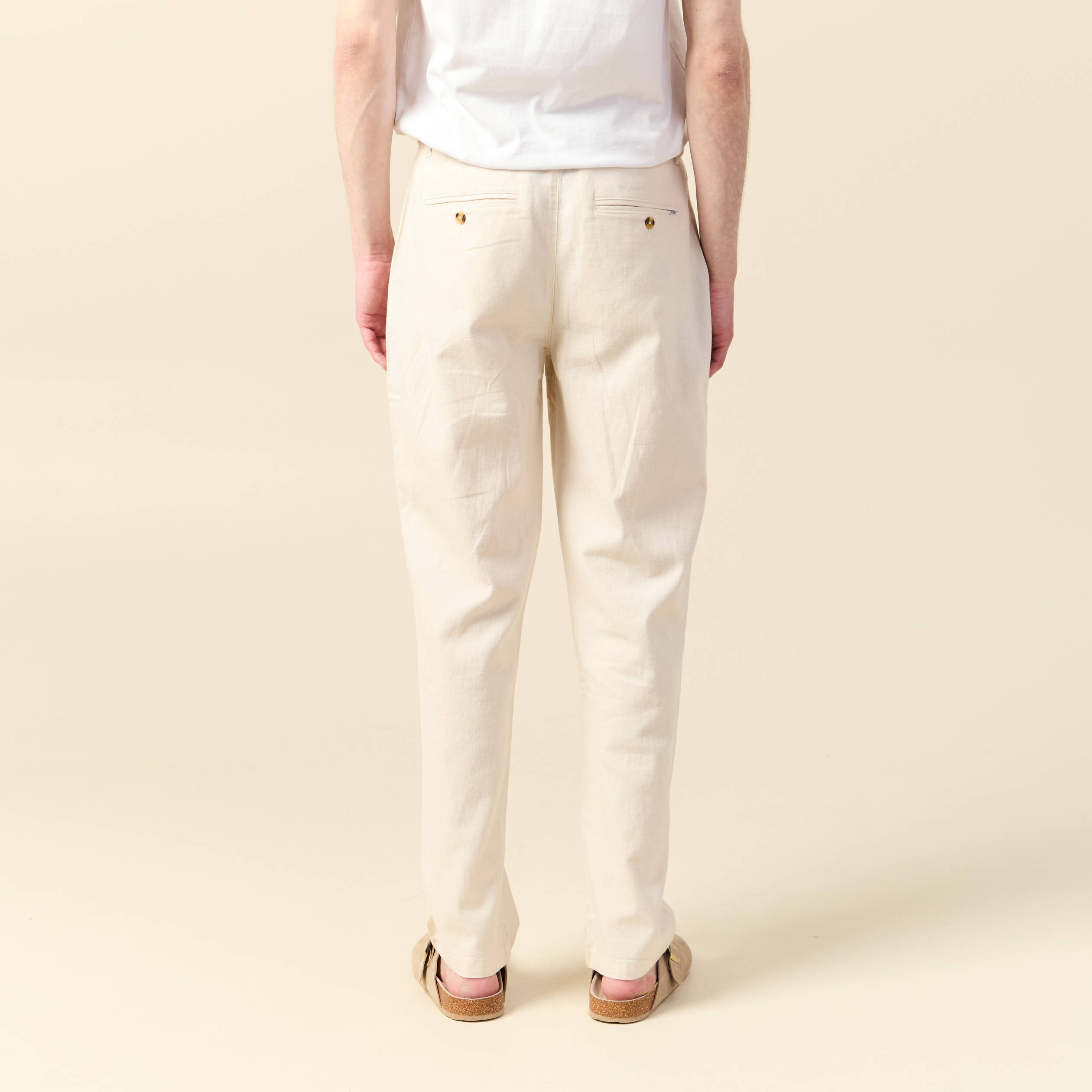 Pantalon chino droit beige homme