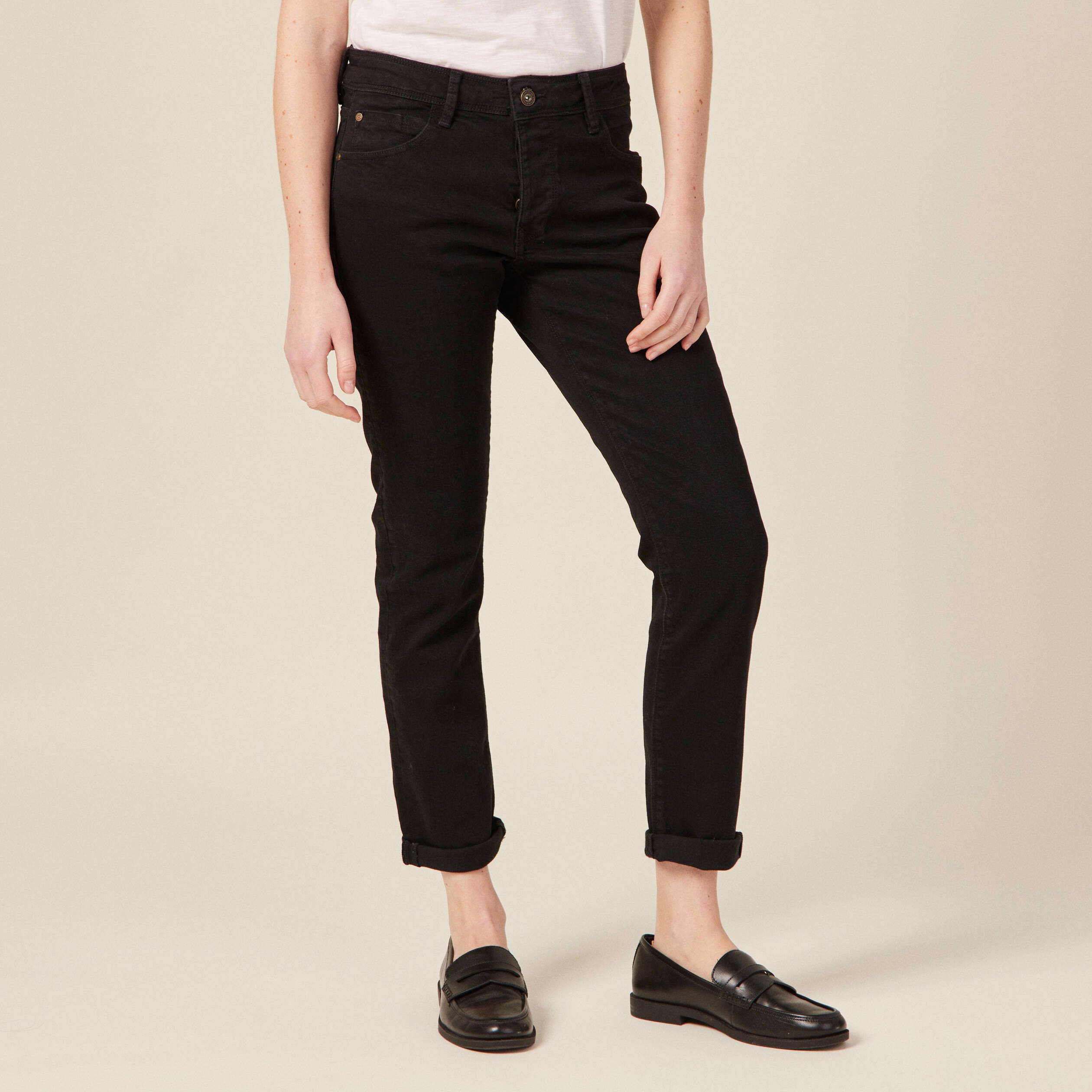 jeans girlfriend taille haute denim noir femme Jeans girlfriend taille haute denim noir femme