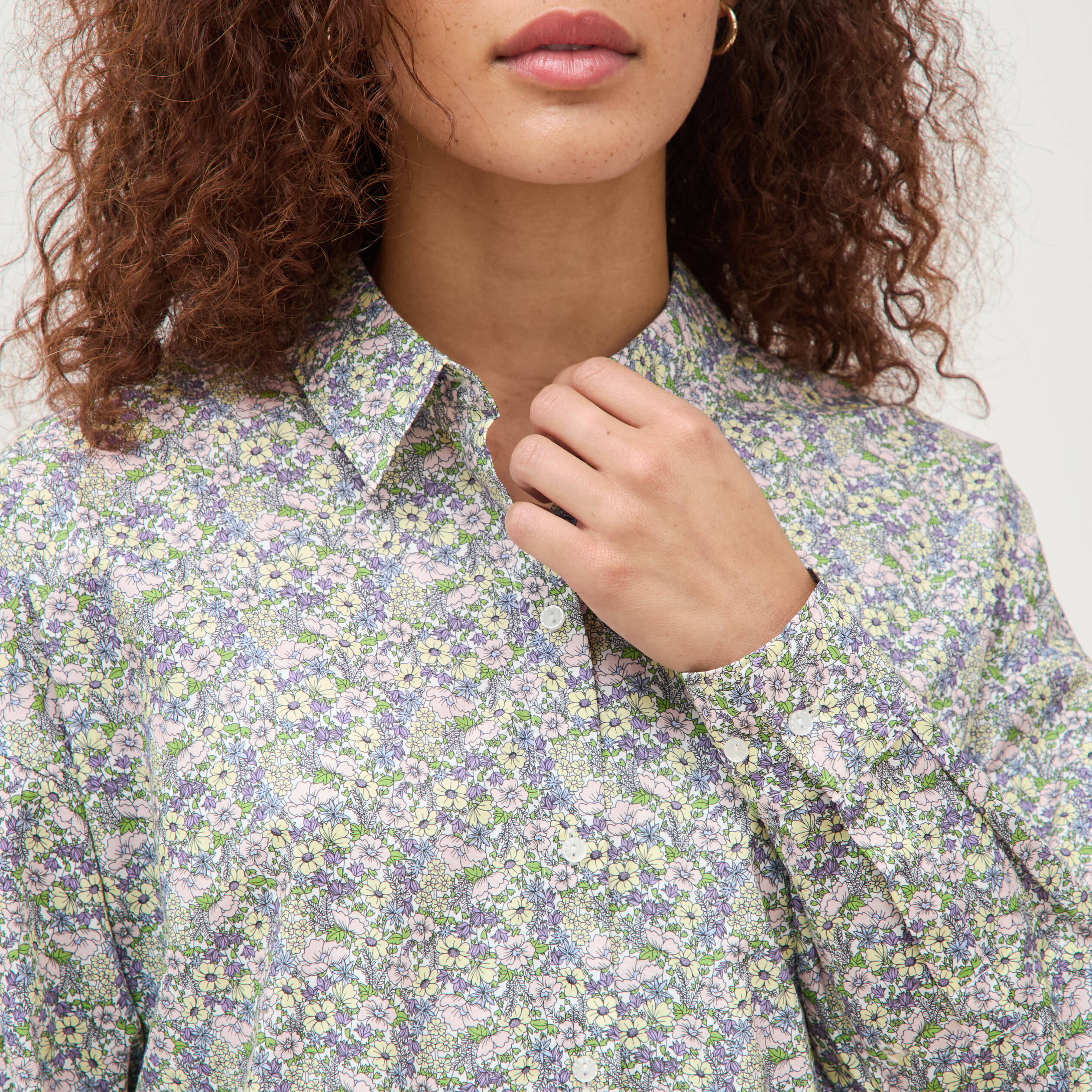 Chemise manches longues jaune pastel femme